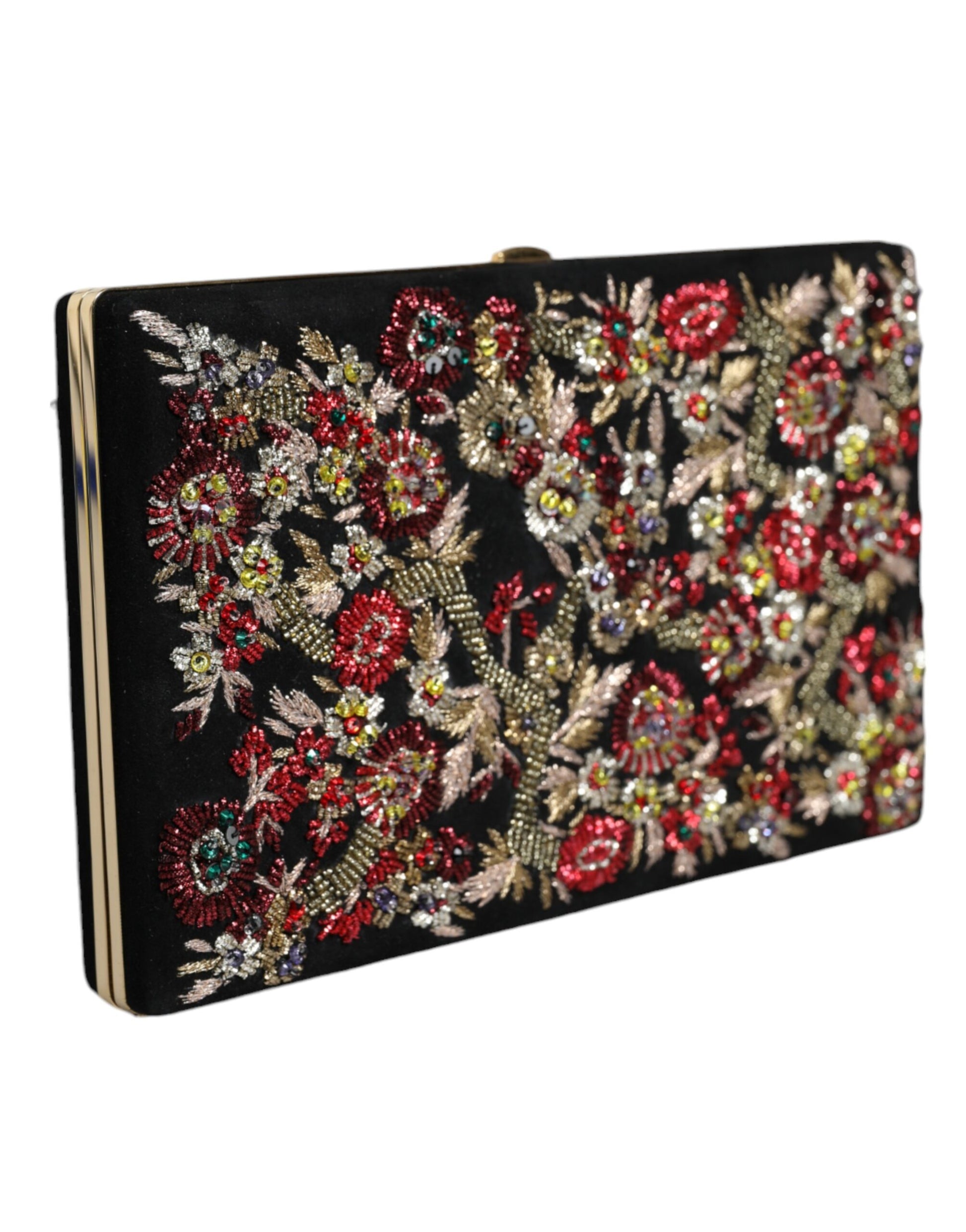 Pochette de soirée Dolce & Gabbana multicolore à fleurs et cadre doré