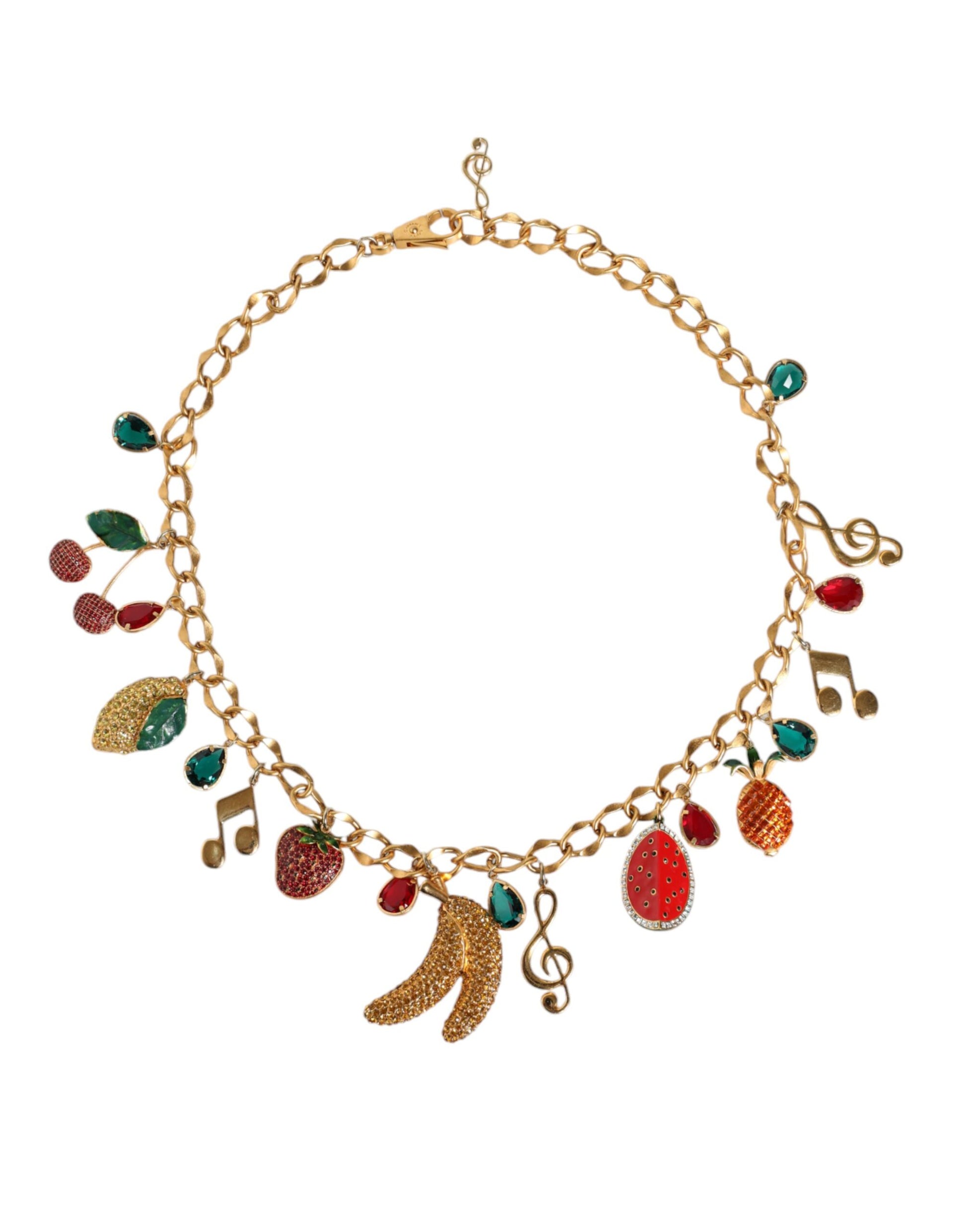 Ceinture-chaîne Dolce & Gabbana en laiton doré ornée de cristaux fruités