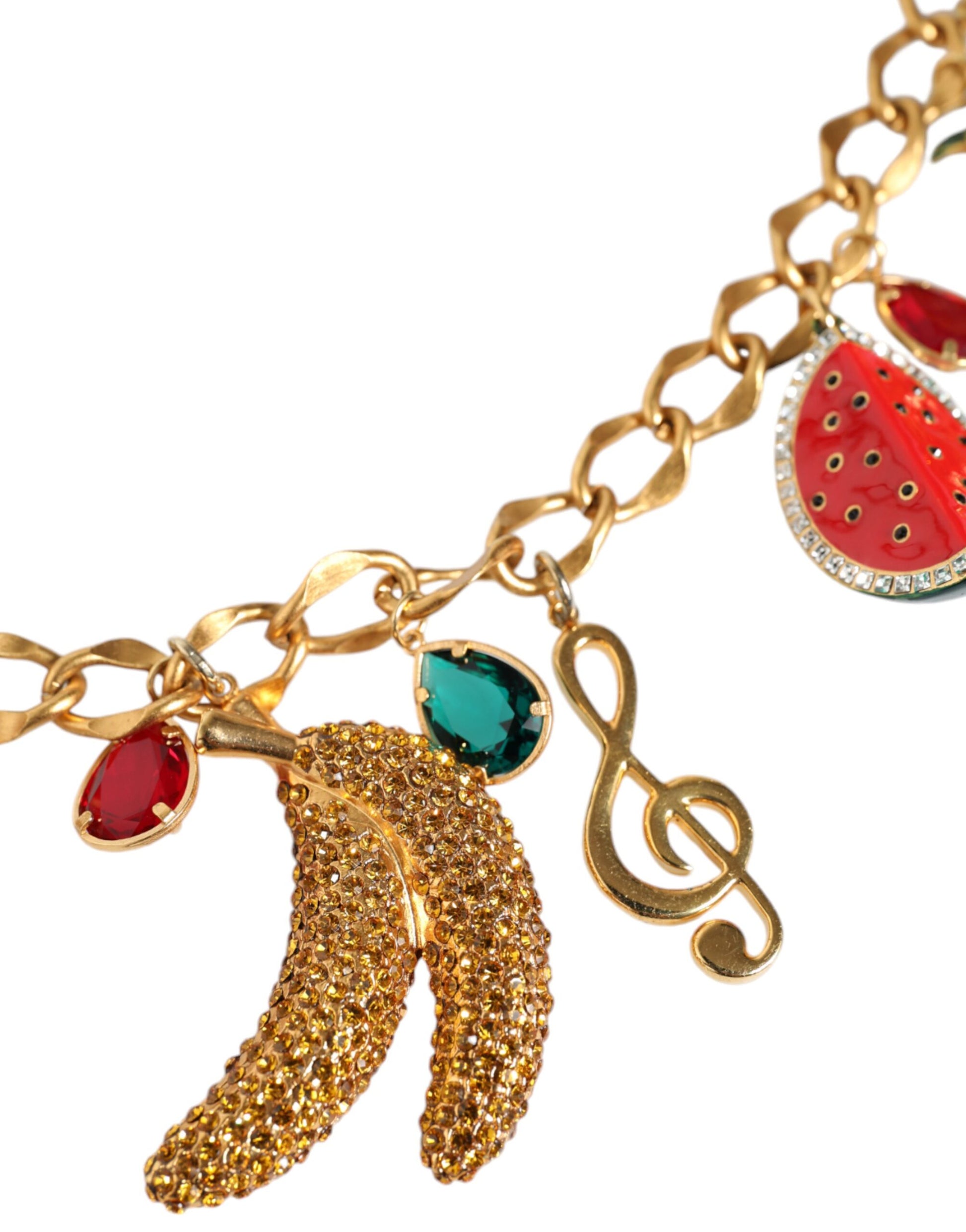 Ceinture-chaîne Dolce & Gabbana en laiton doré ornée de cristaux fruités
