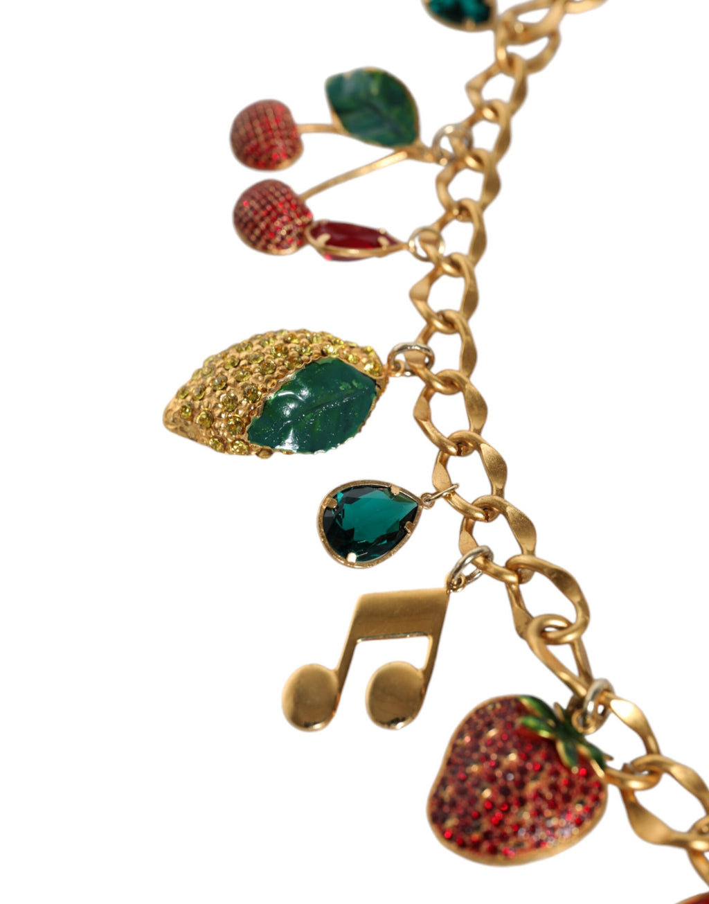 Ceinture-chaîne Dolce & Gabbana en laiton doré ornée de cristaux fruités