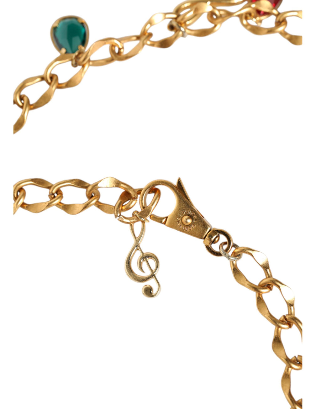 Ceinture-chaîne Dolce & Gabbana en laiton doré ornée de cristaux fruités