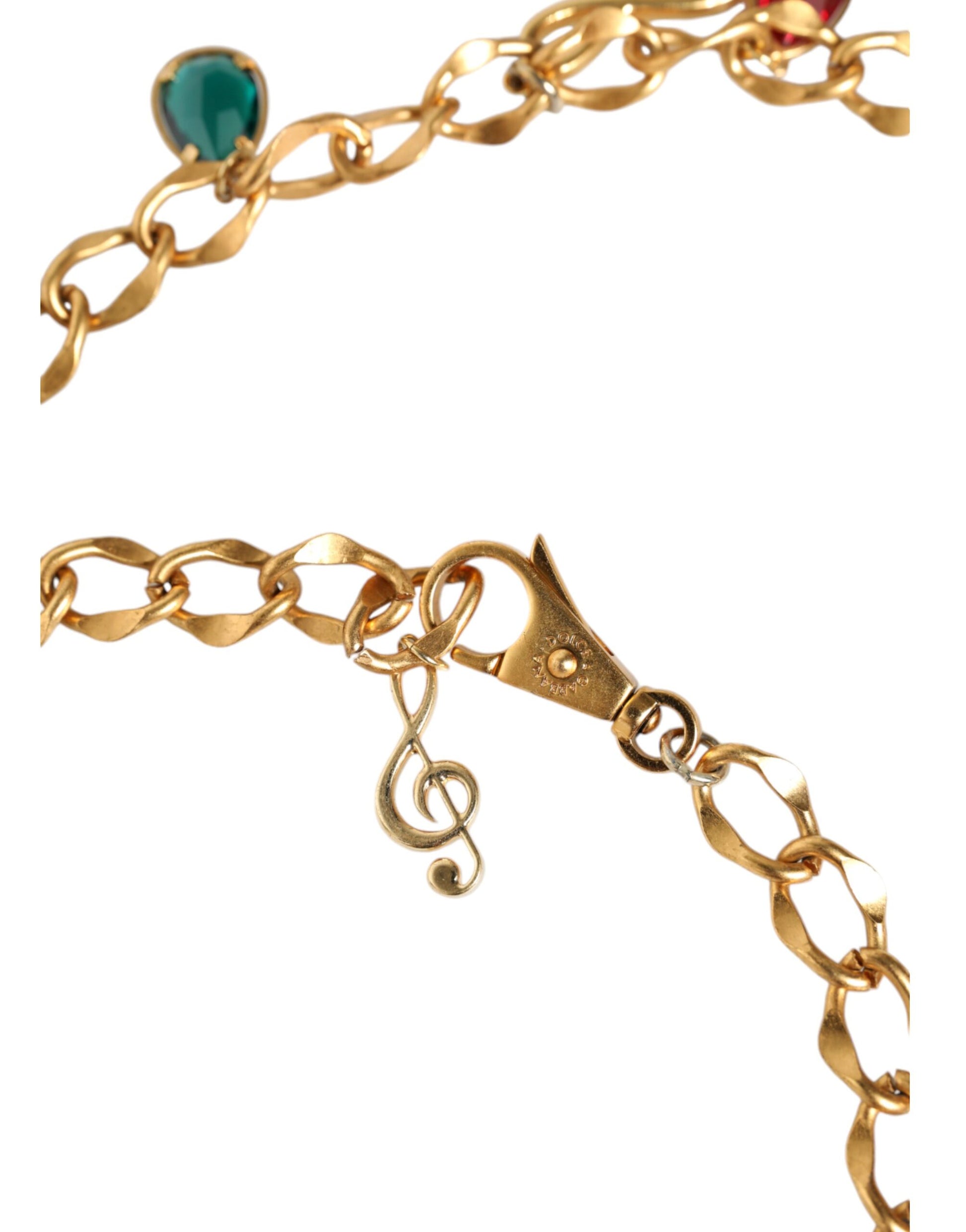 Ceinture-chaîne Dolce & Gabbana en laiton doré ornée de cristaux fruités