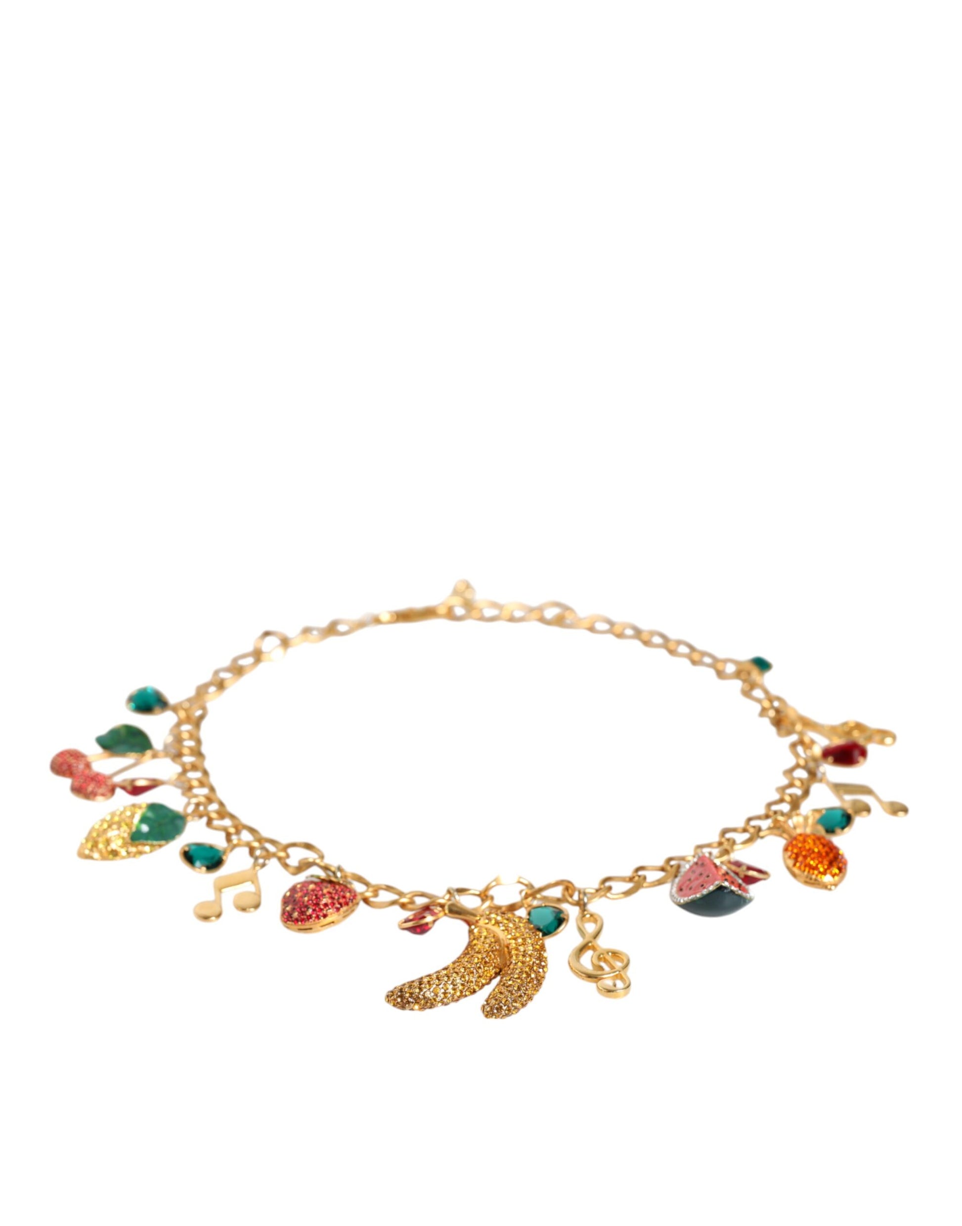 Ceinture-chaîne Dolce & Gabbana en laiton doré ornée de cristaux fruités