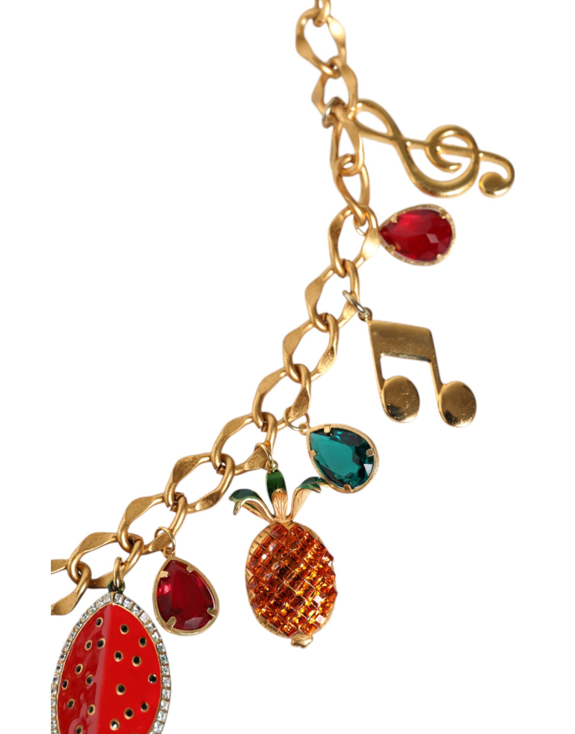 Ceinture-chaîne Dolce & Gabbana en laiton doré ornée de cristaux fruités