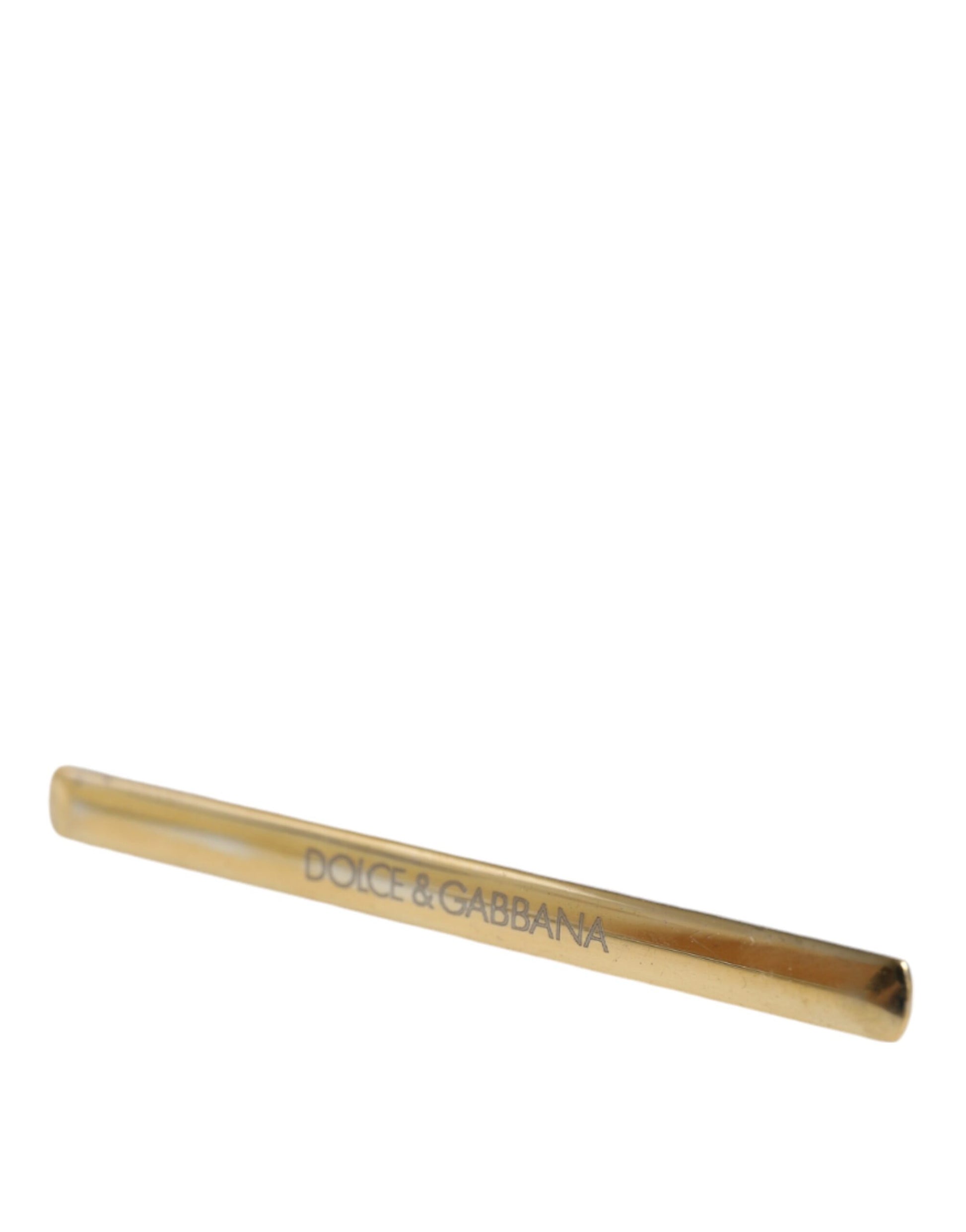 Dolce &amp; Gabbana Goldfarbene Krawattenklammer aus Messing mit Logo