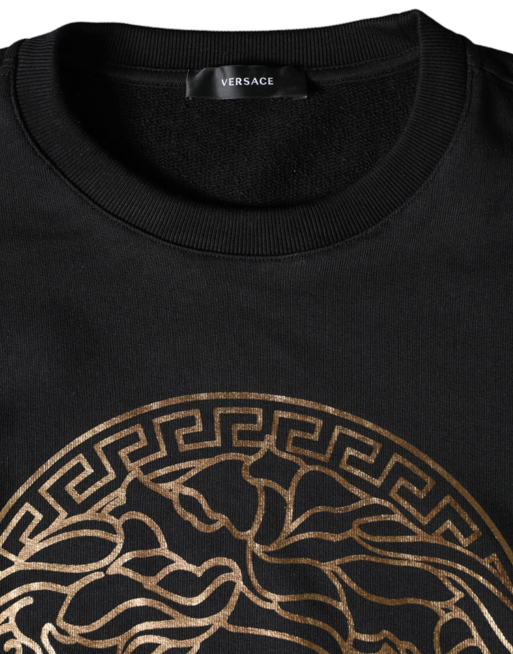 Sweat-shirt ras du cou en molleton de coton noir Medusa Versace