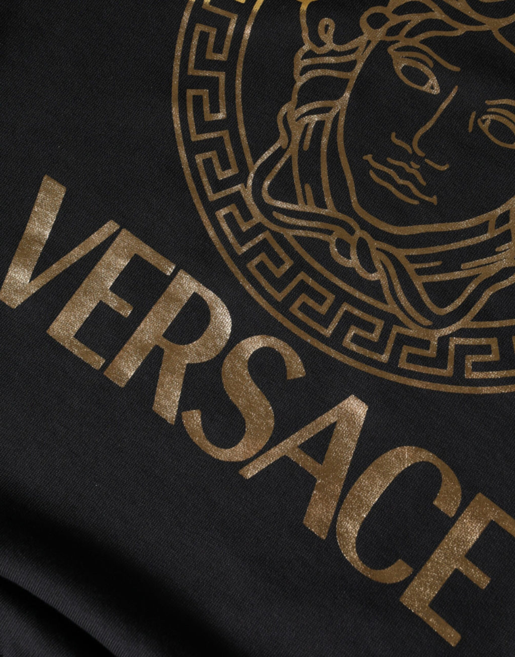 Sweat-shirt ras du cou en molleton de coton noir Medusa Versace