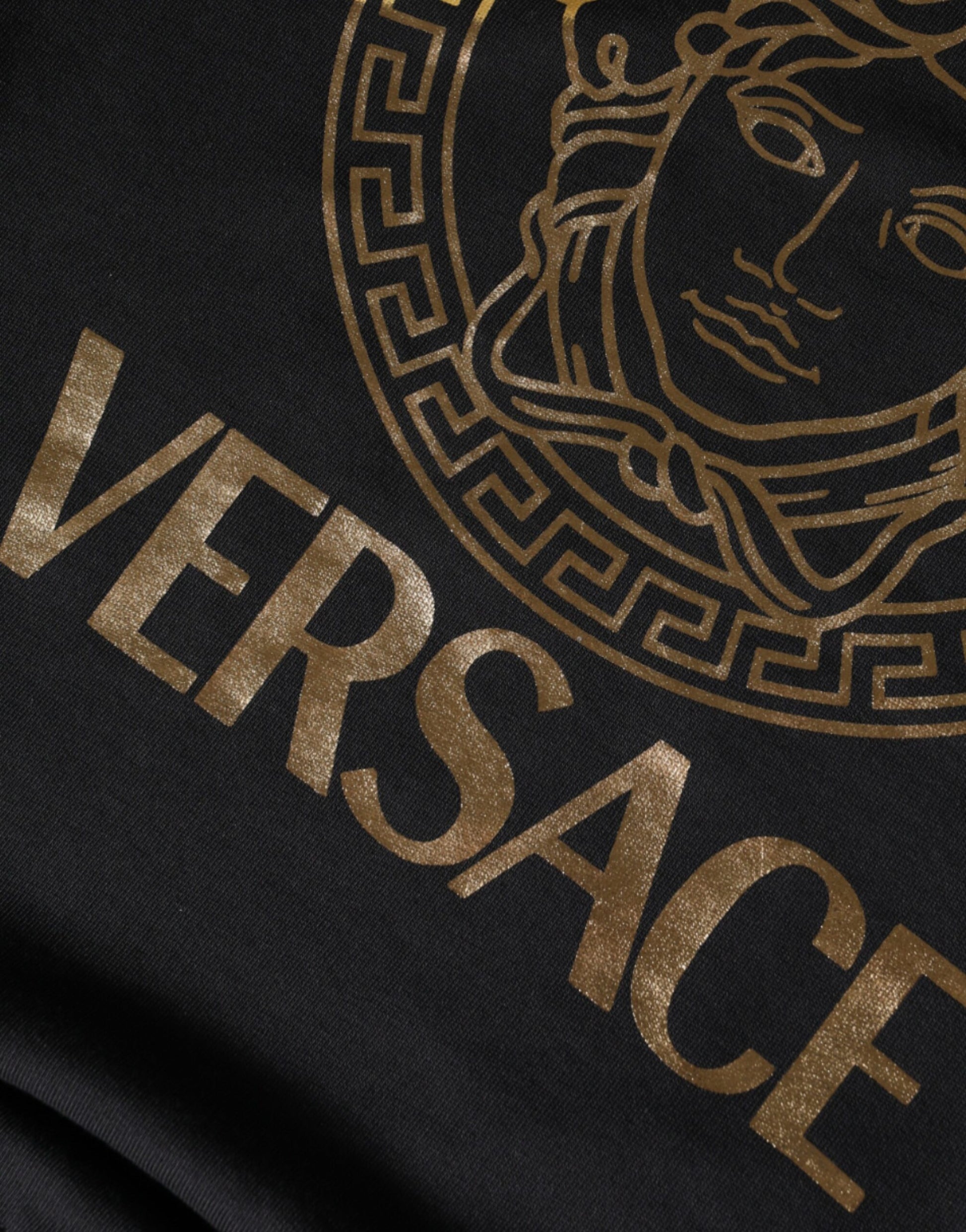Sweat-shirt ras du cou en molleton de coton noir Medusa Versace