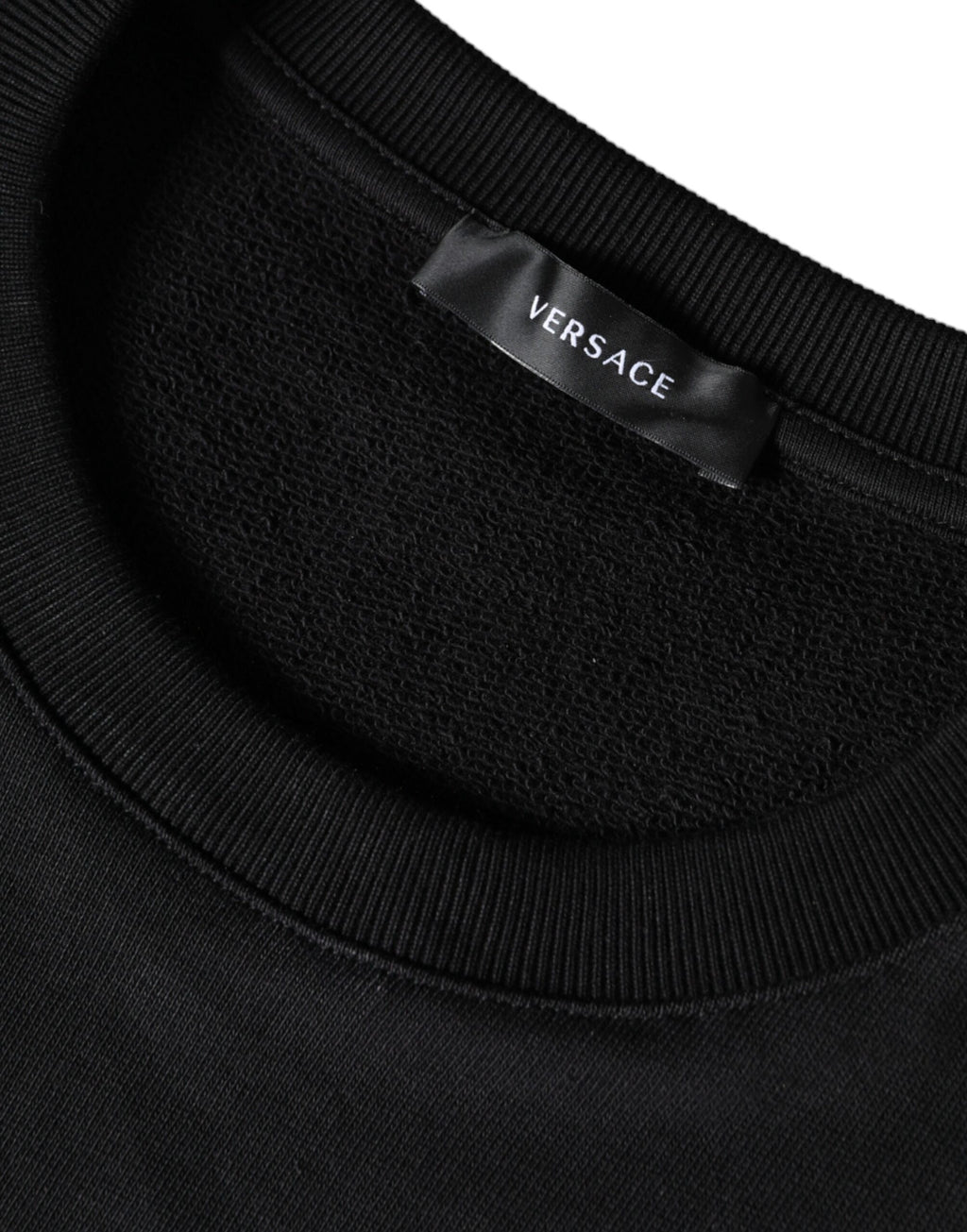 Sweat-shirt ras du cou en molleton de coton noir Medusa Versace
