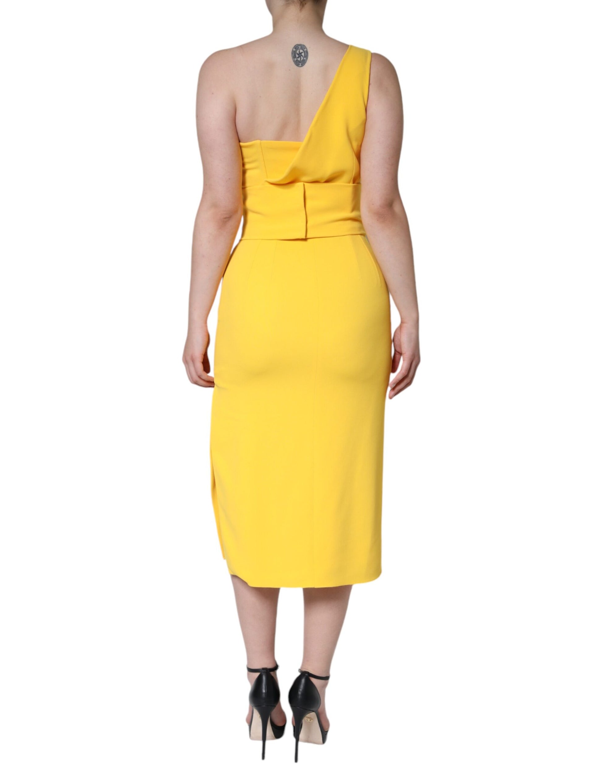 Dolce & Gabbana Yellow Midi Dress for Women side view