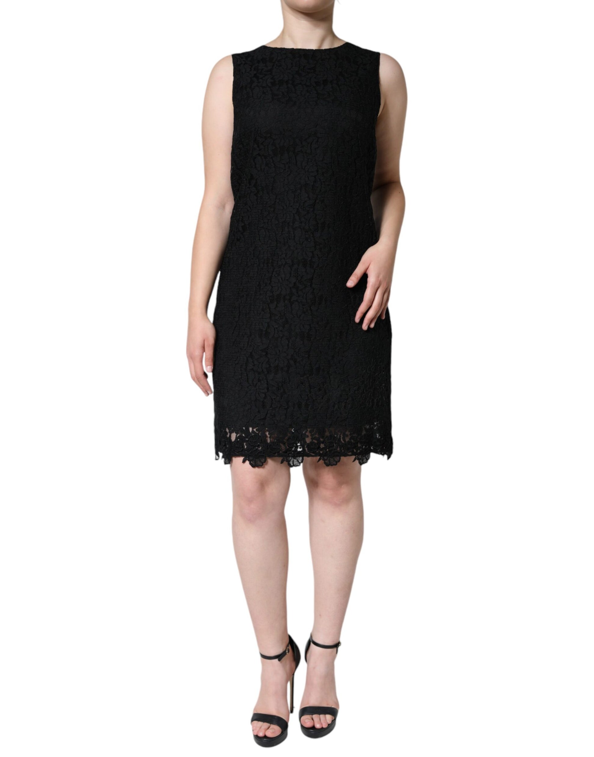 Mini-robe sans manches Dolce & Gabbana fourreau en dentelle florale noire