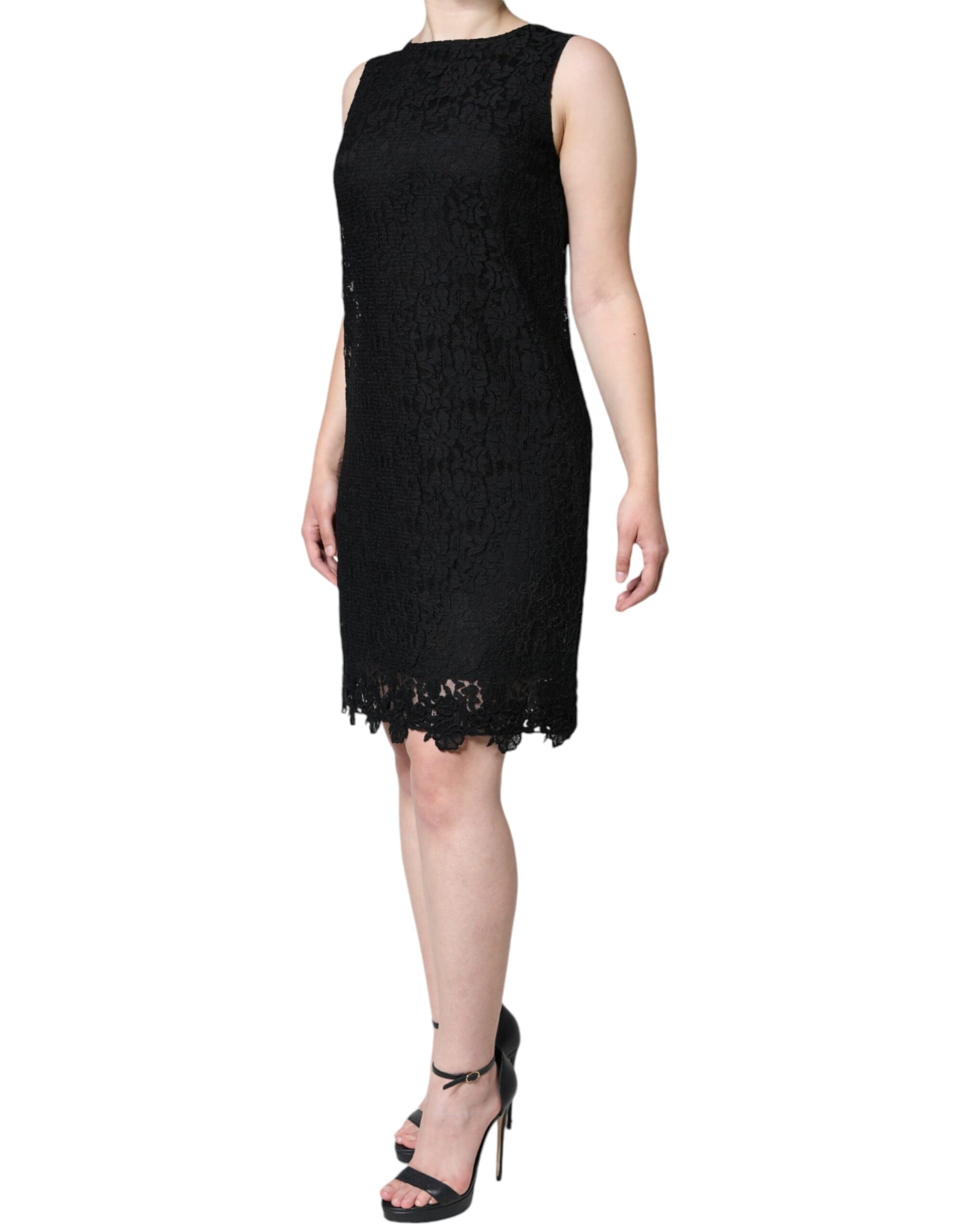 Mini-robe sans manches Dolce & Gabbana fourreau en dentelle florale noire