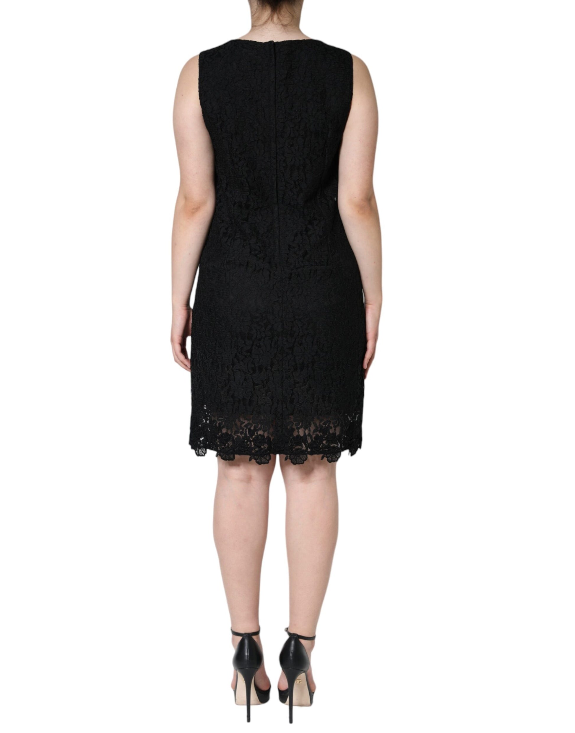 Mini-robe sans manches Dolce & Gabbana fourreau en dentelle florale noire