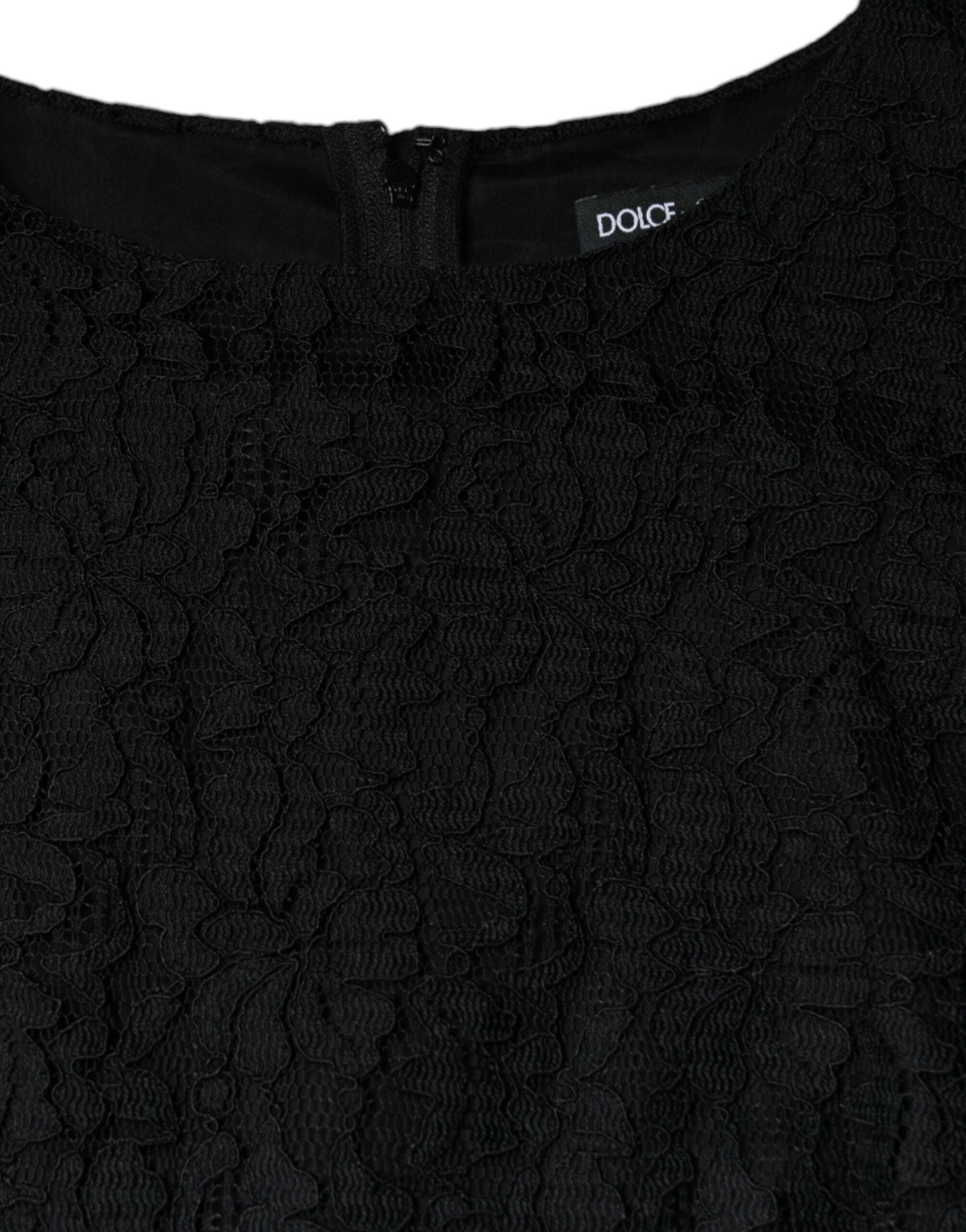 Mini-robe sans manches Dolce & Gabbana fourreau en dentelle florale noire