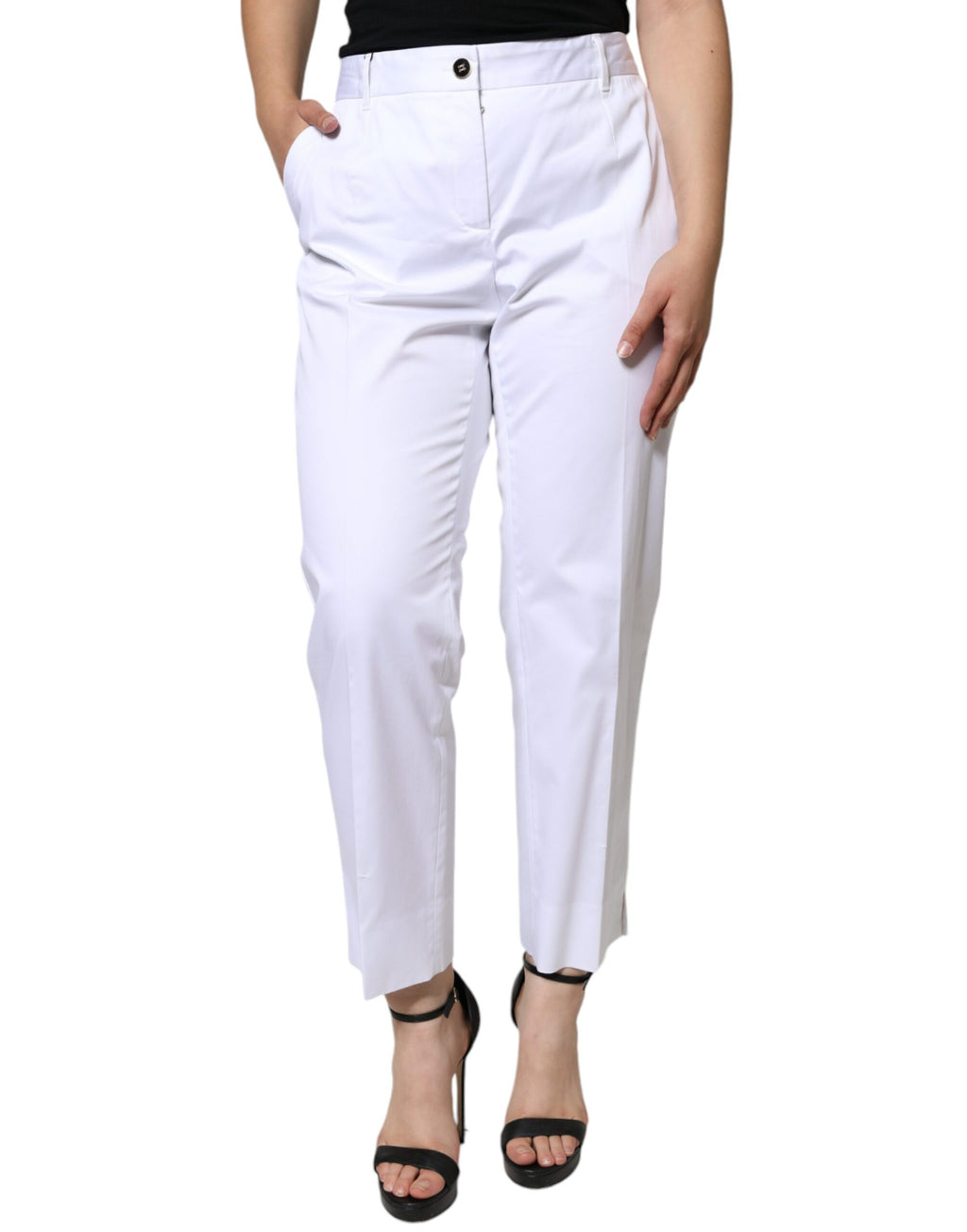 Jean slim Dolce & Gabbana en coton blanc taille mi-haute