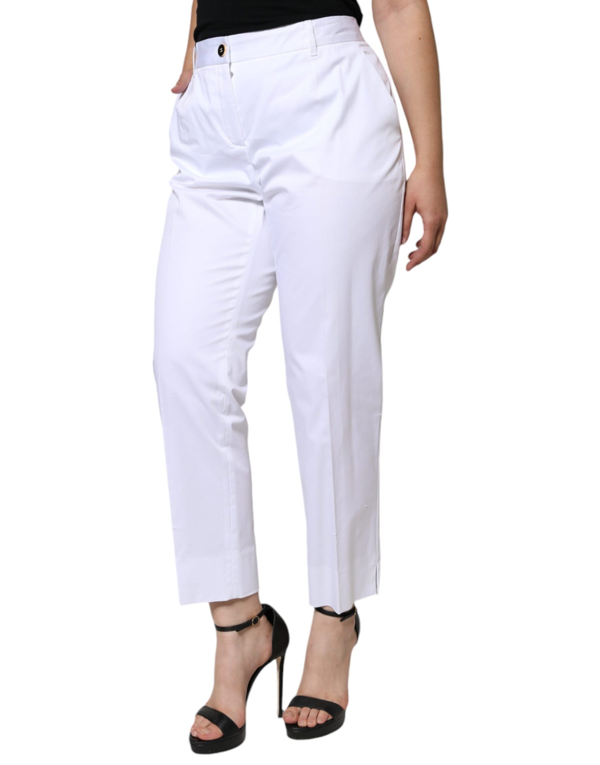 Jean slim Dolce & Gabbana en coton blanc taille mi-haute