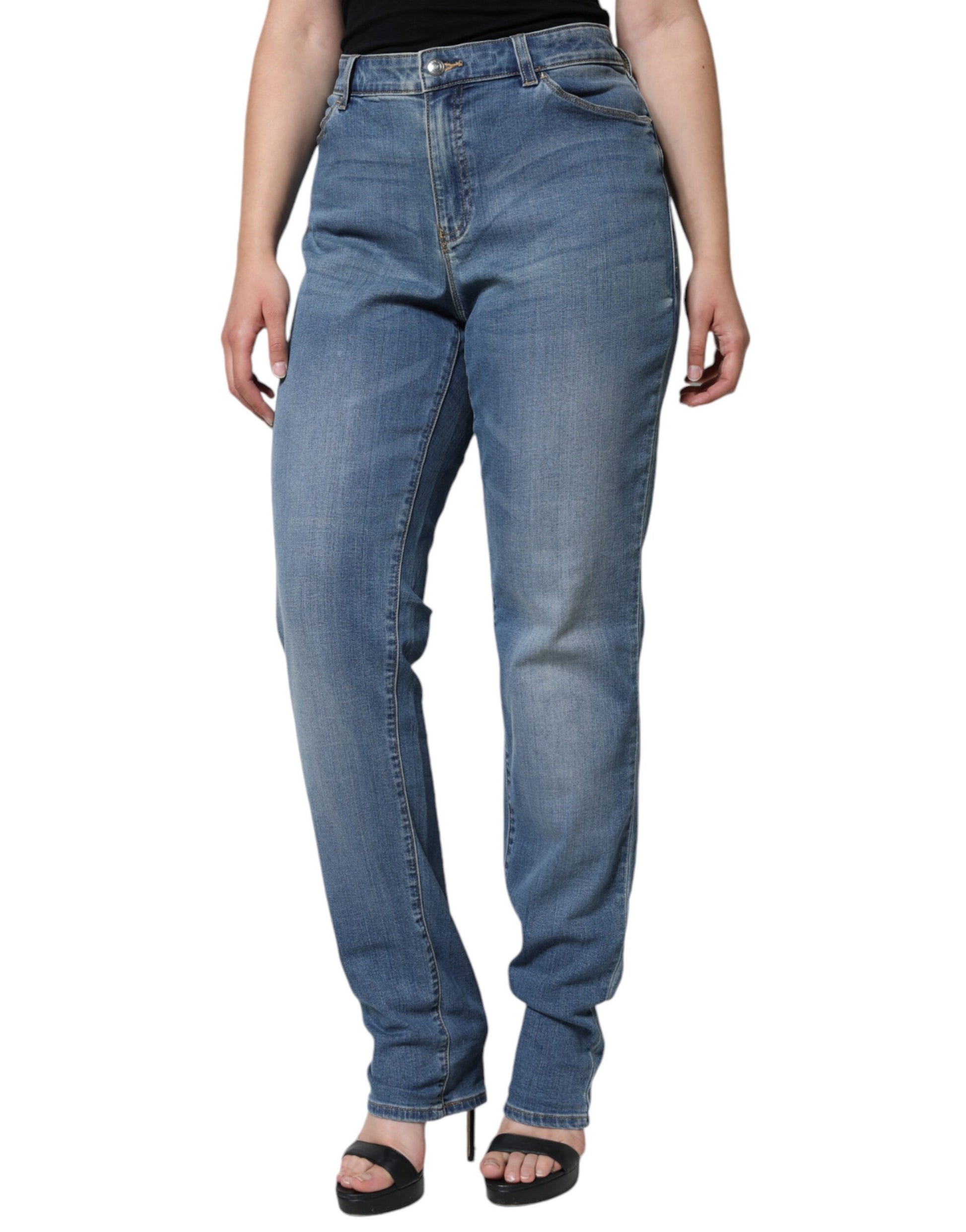 Emporio Armani Blue High Waisted Jeans for Women detail view