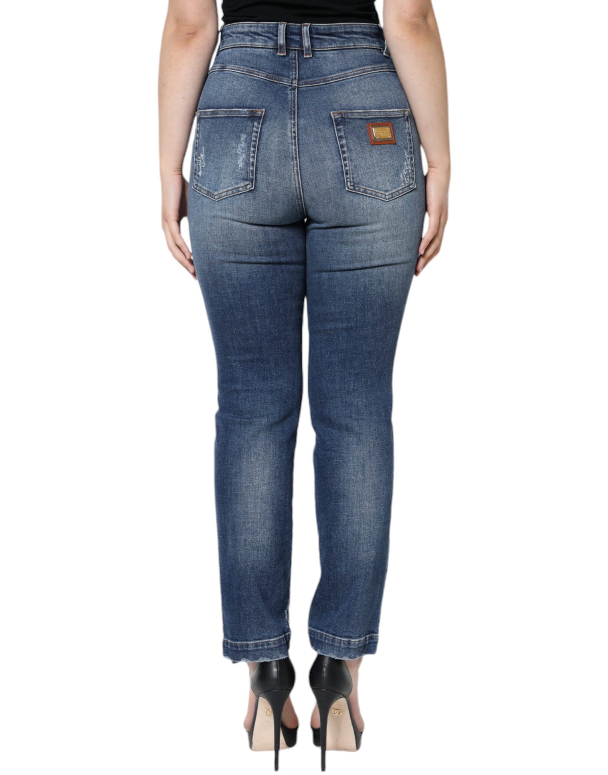 Dolce & Gabbana Blue Skinny Jeans for Women side view