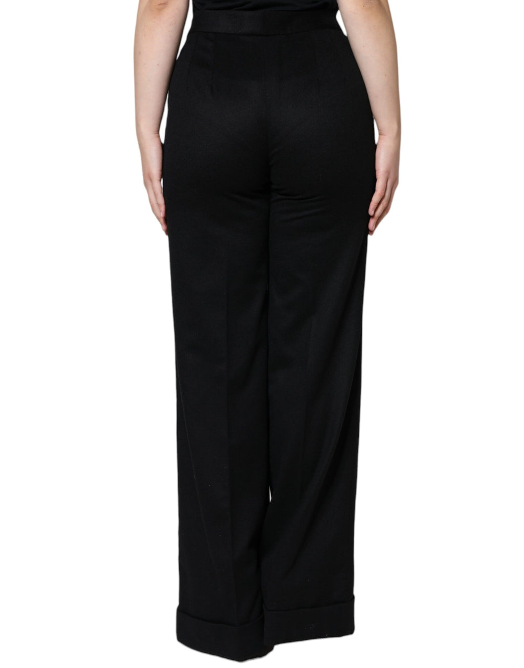 Pantalon bootcut taille mi-haute en cachemire noir Dolce & Gabbana pour femme