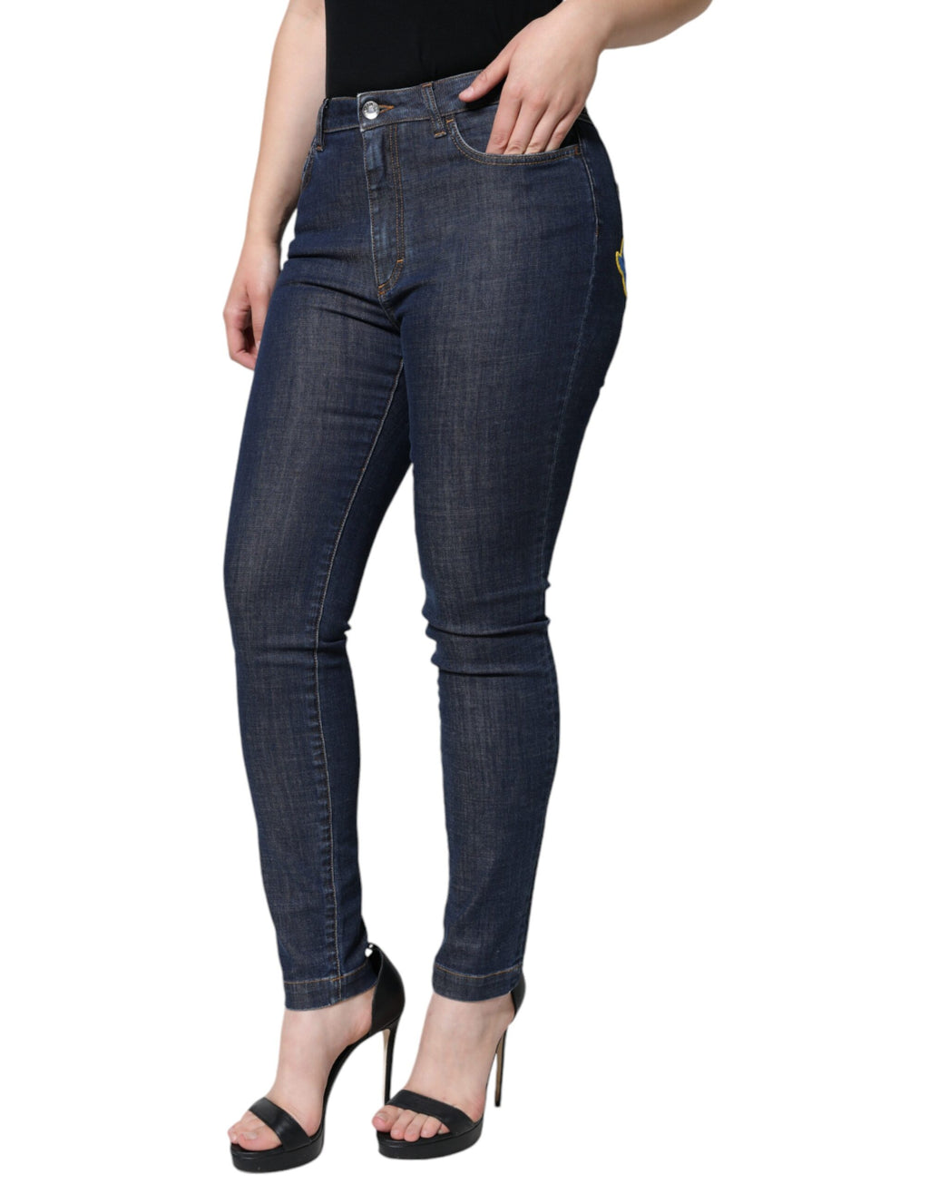 Dolce & Gabbana Blue Skinny Jeans for Women side view