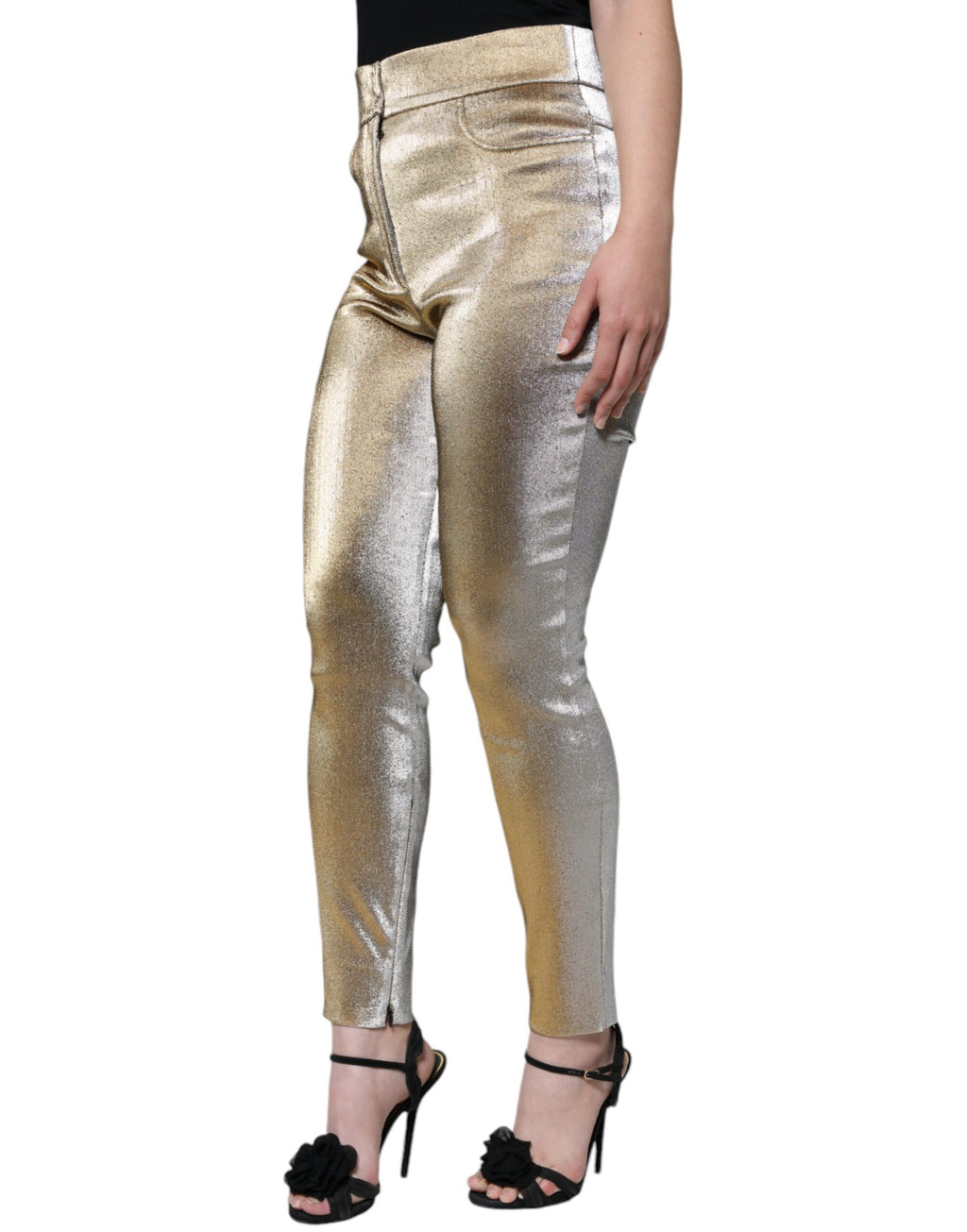 Dolce & Gabbana Gold Skinny Pants for Women detail view