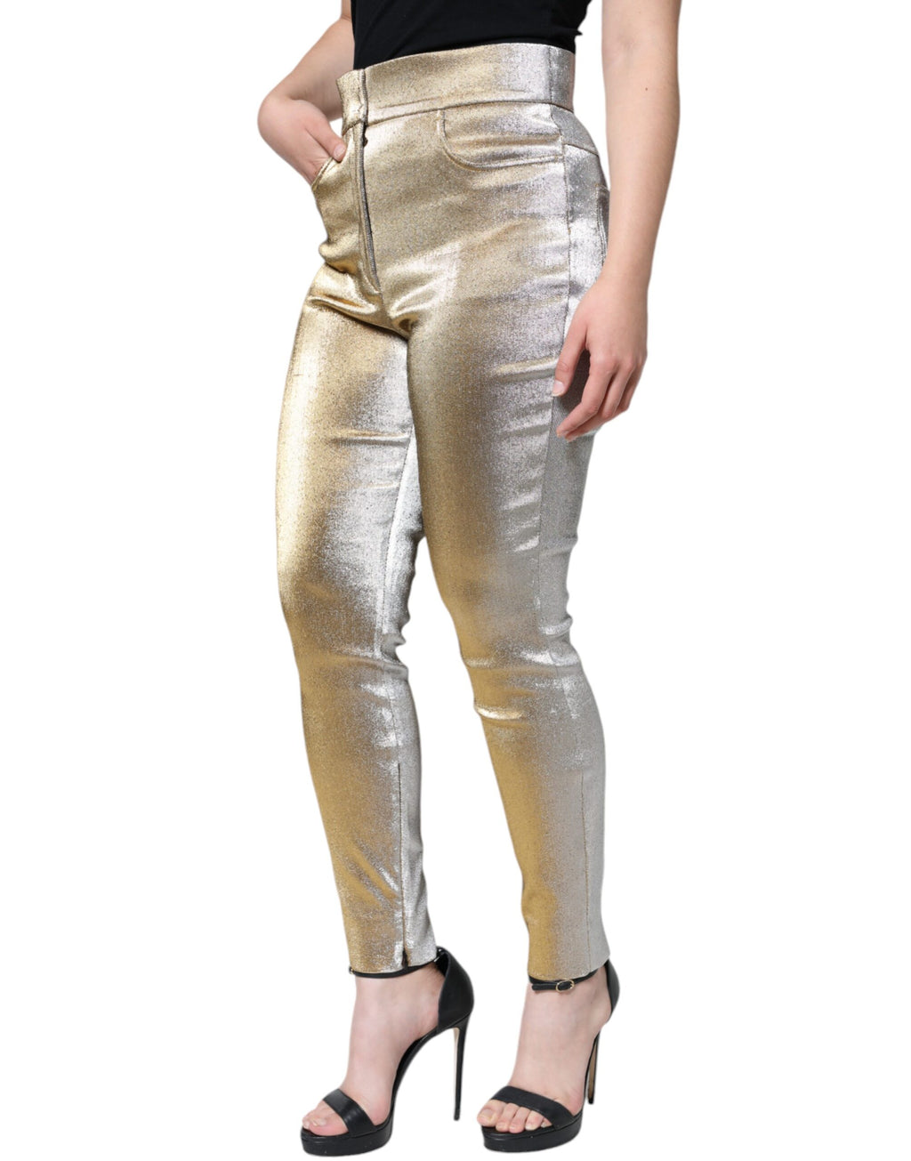 Dolce & Gabbana Gold Skinny Pants for Women additional view