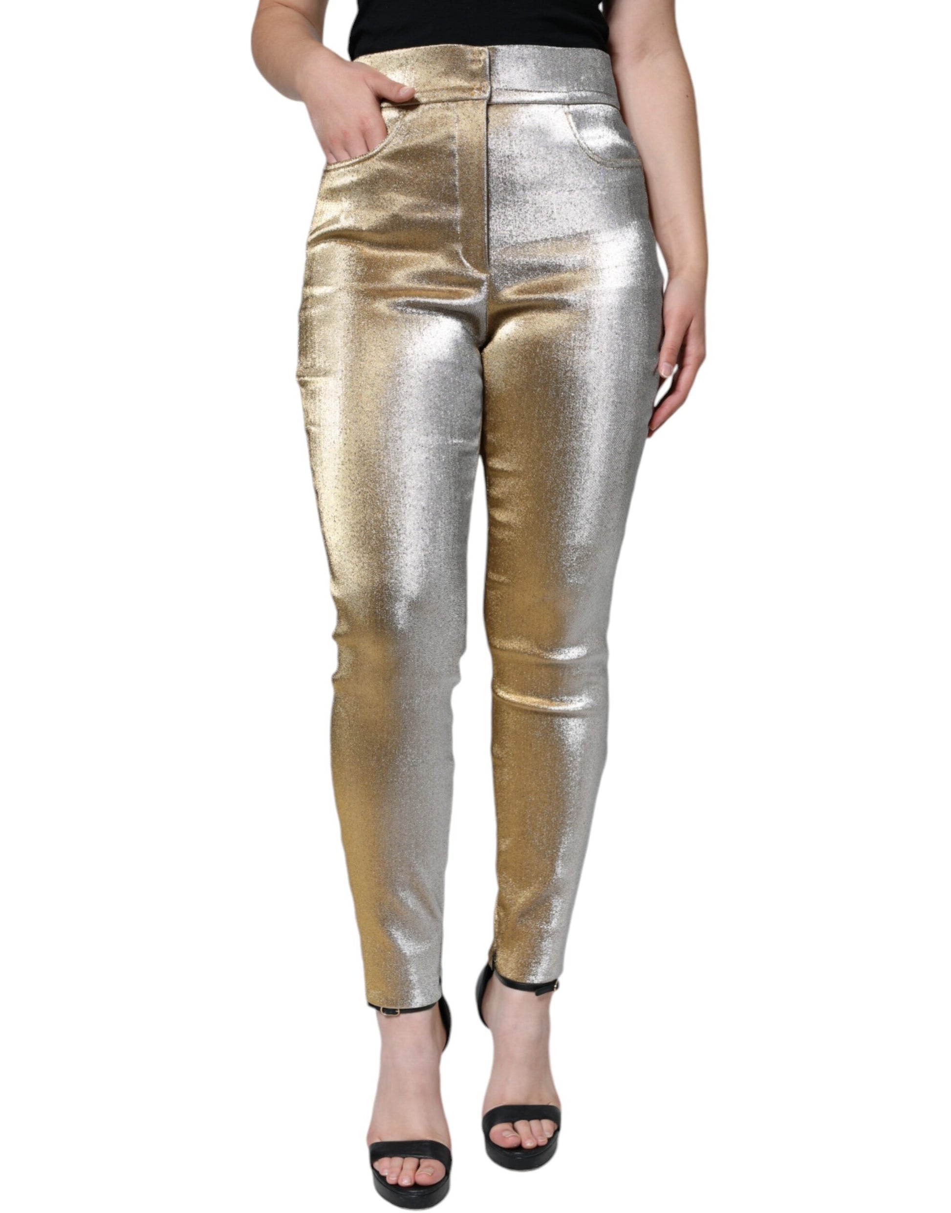 Dolce & Gabbana Gold Skinny Pants for Women additional view