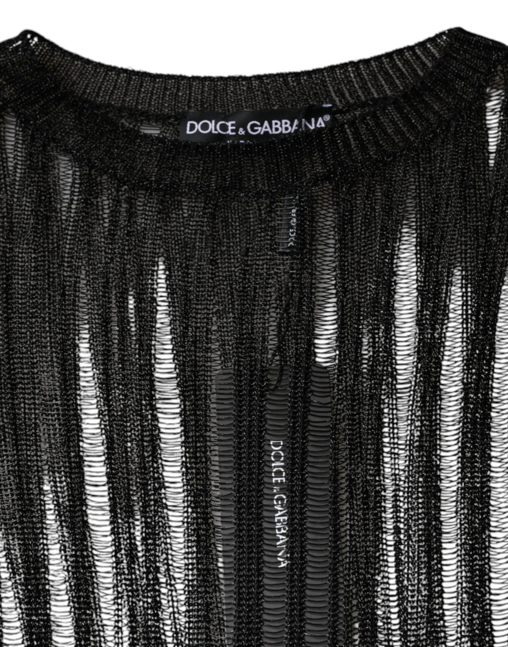Top Dolce & Gabbana transparent à manches longues et rayures noires