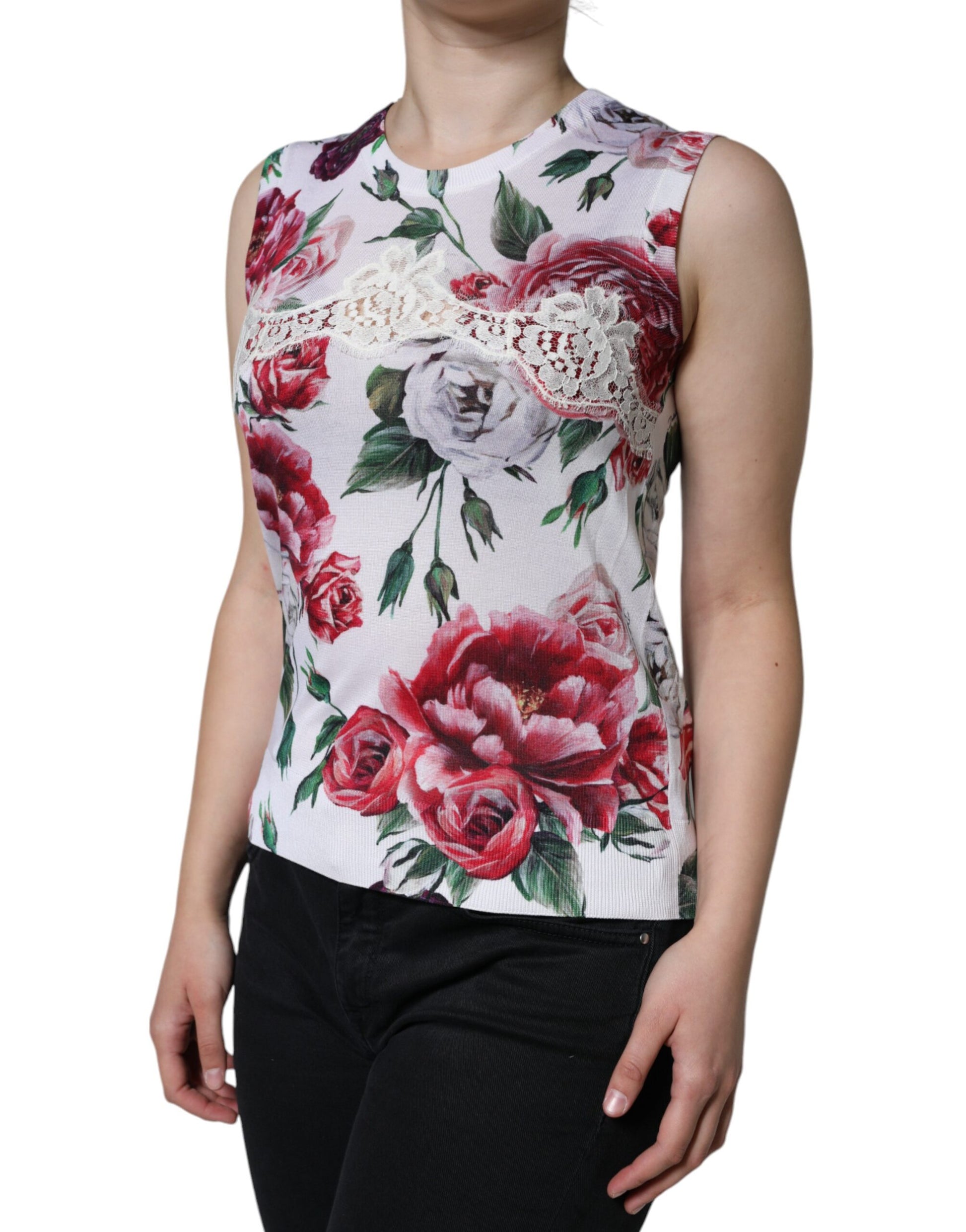 Dolce & Gabbana White Sleeveless T-Shirt for Women detail view