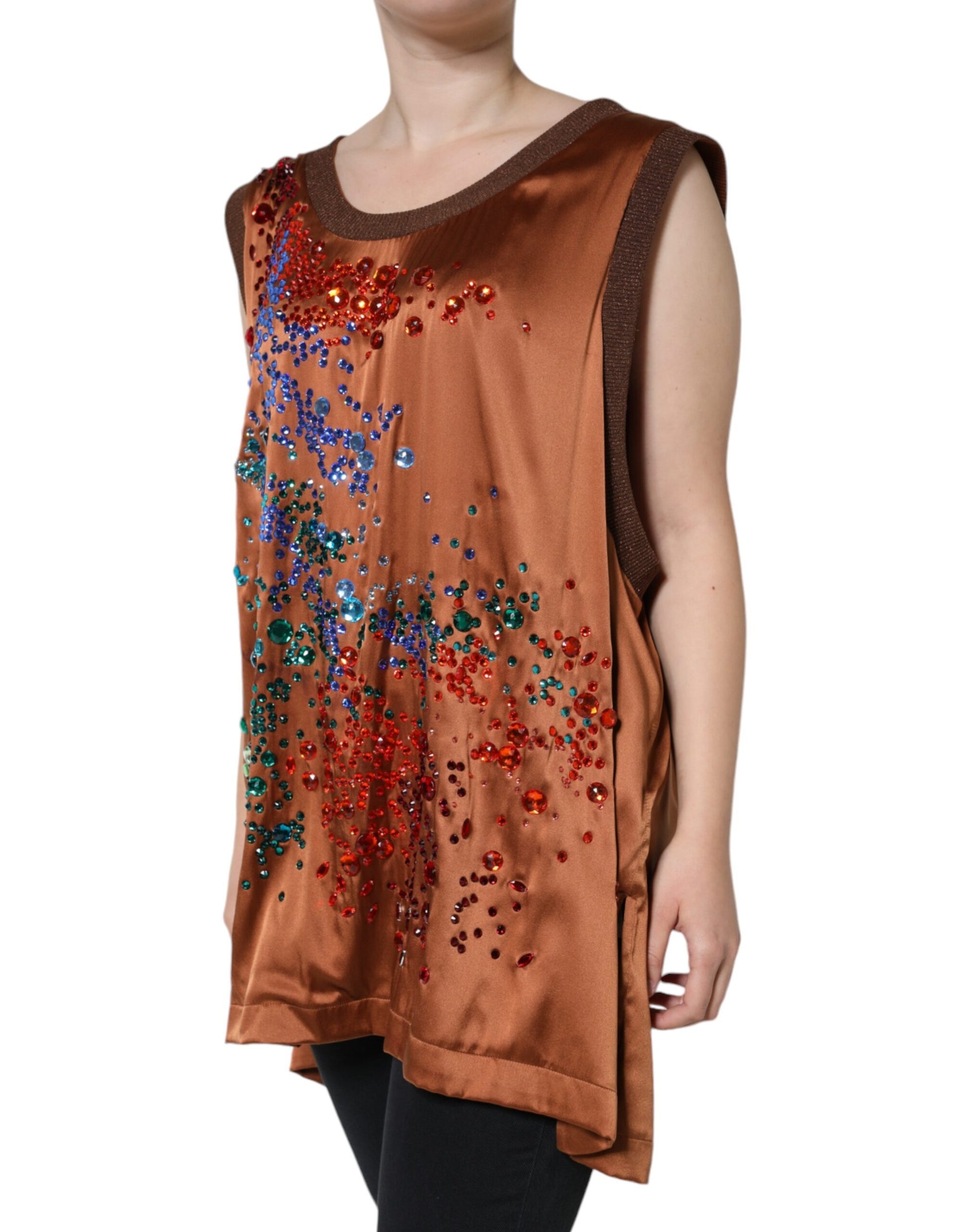 Dolce & Gabbana Brown Sleeveless T-Shirt for Women detail view