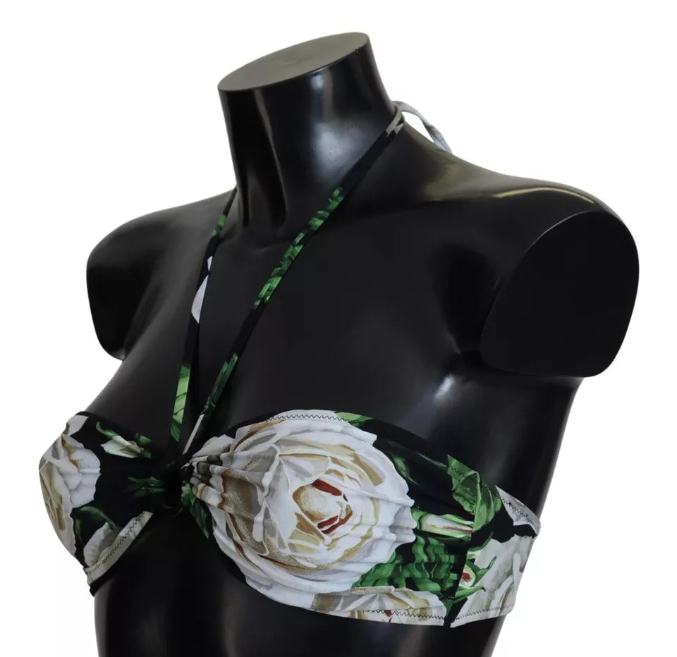Haut de bikini Dolce & Gabbana noir à fleurs, dos nu