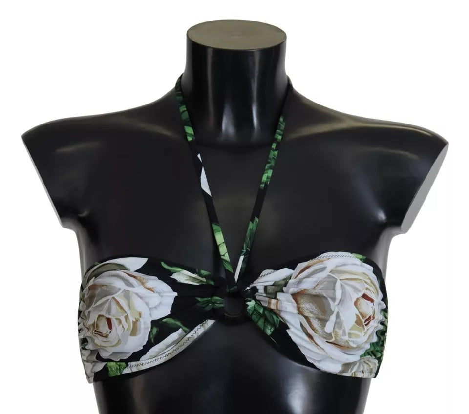 Haut de bikini Dolce & Gabbana noir à fleurs, dos nu