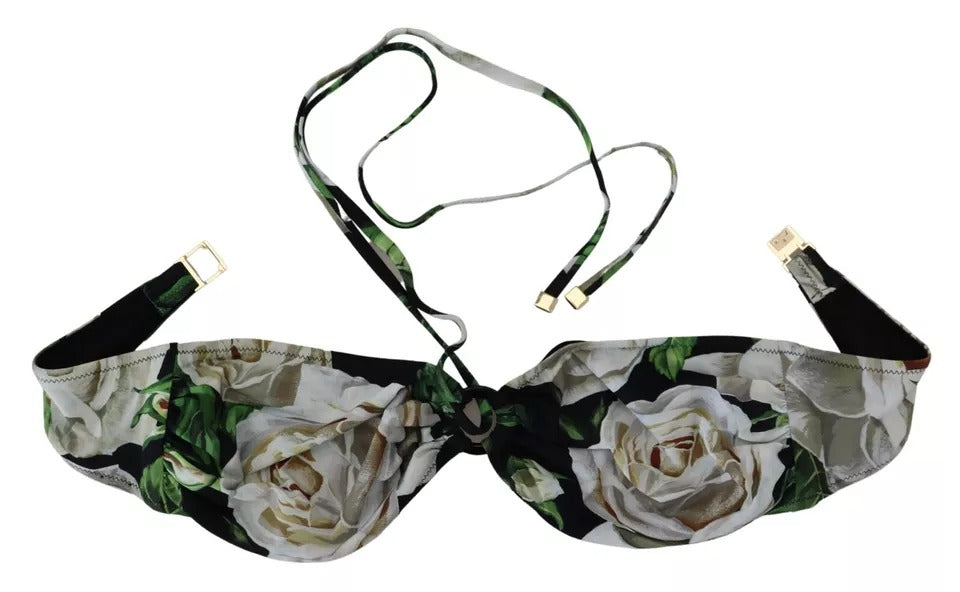 Haut de bikini Dolce & Gabbana noir à fleurs, dos nu