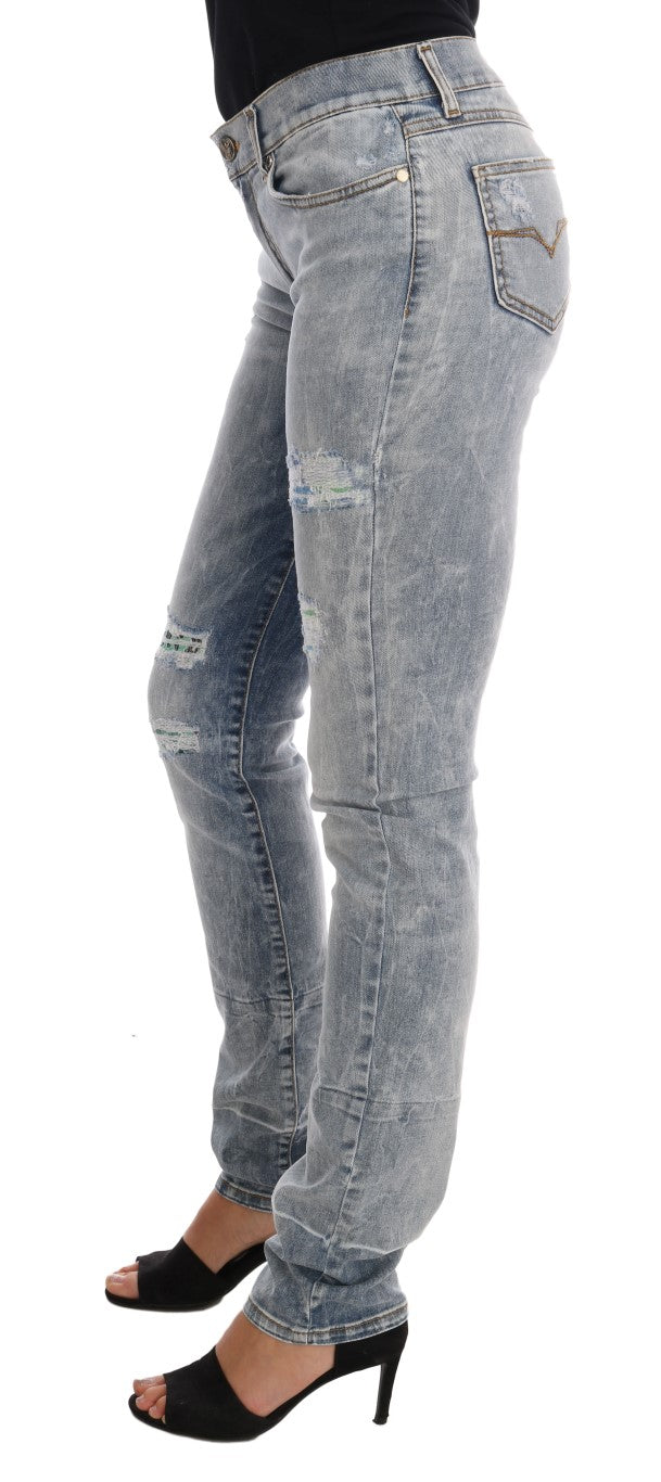 Jeans slim déchirés extensibles délavage bleu Versace Jeans