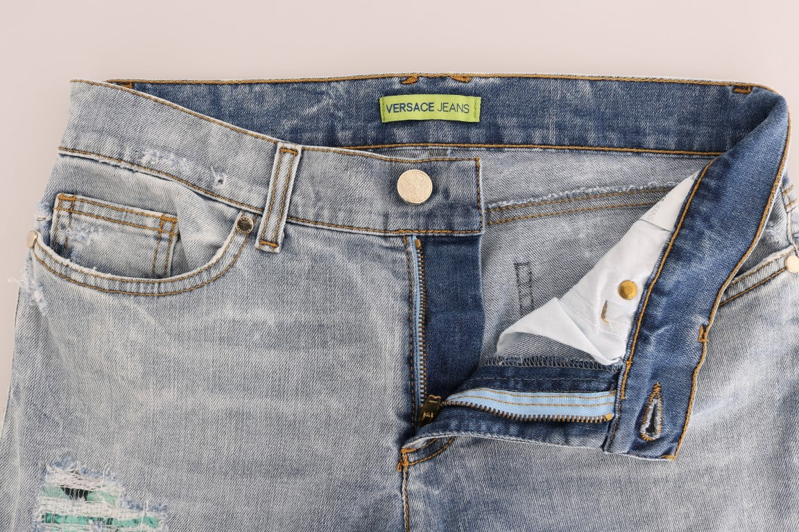 Jeans slim déchirés extensibles délavage bleu Versace Jeans