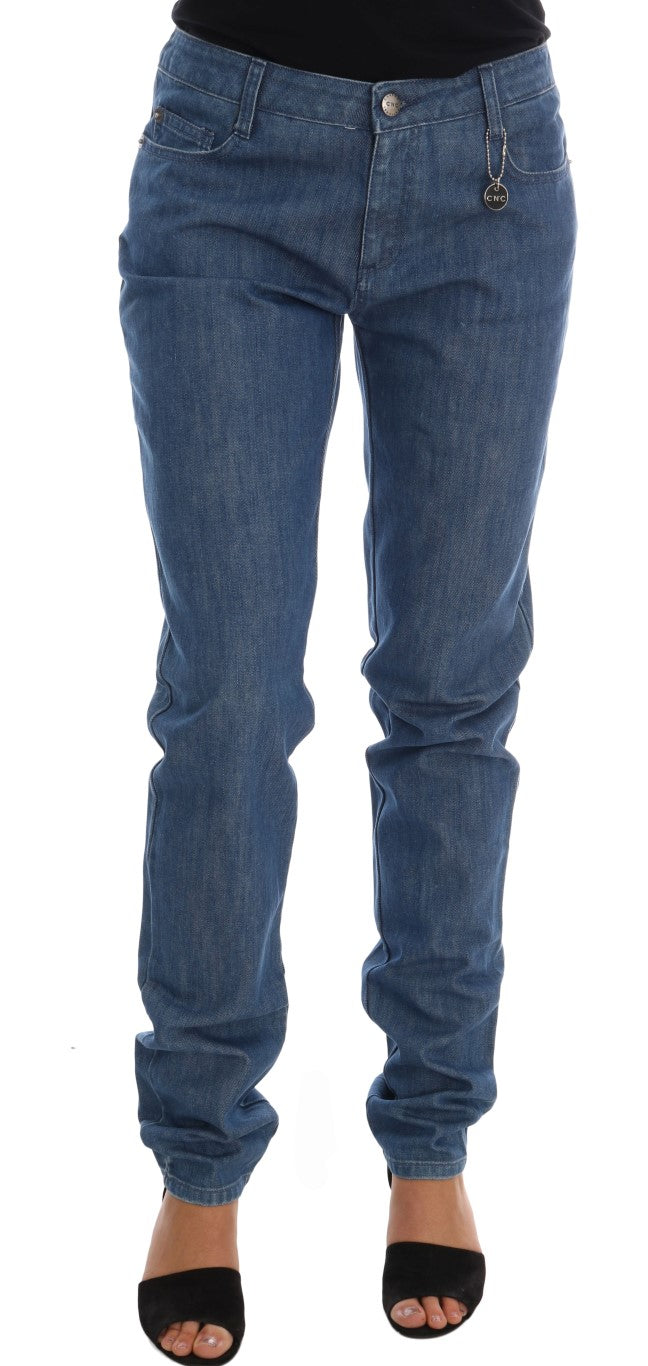 Jean coupe Boyfriend en Coton Délavé Bleu Costume National