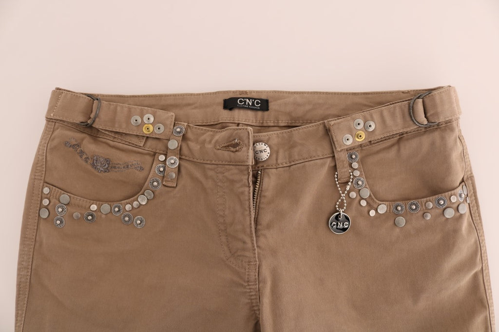 Costume National Beige Slim Fit Jeans for Women side view