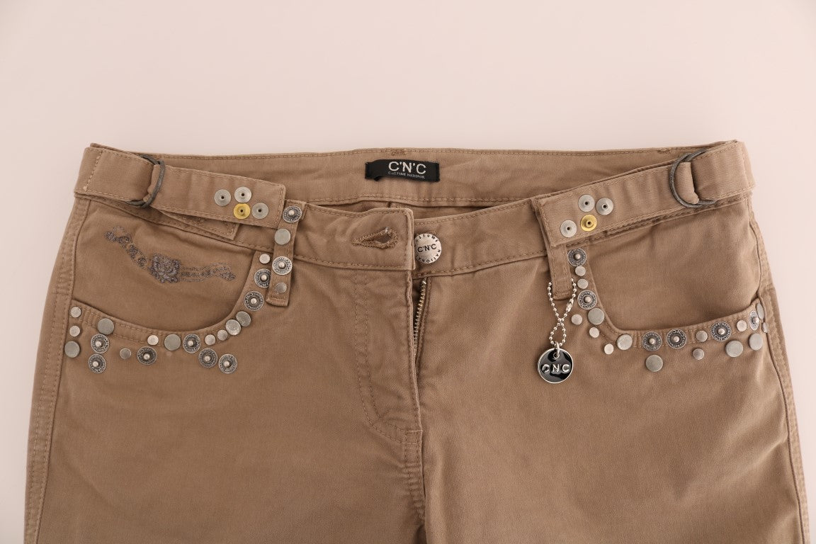 Costume National Beige Slim Fit Jeans for Women side view