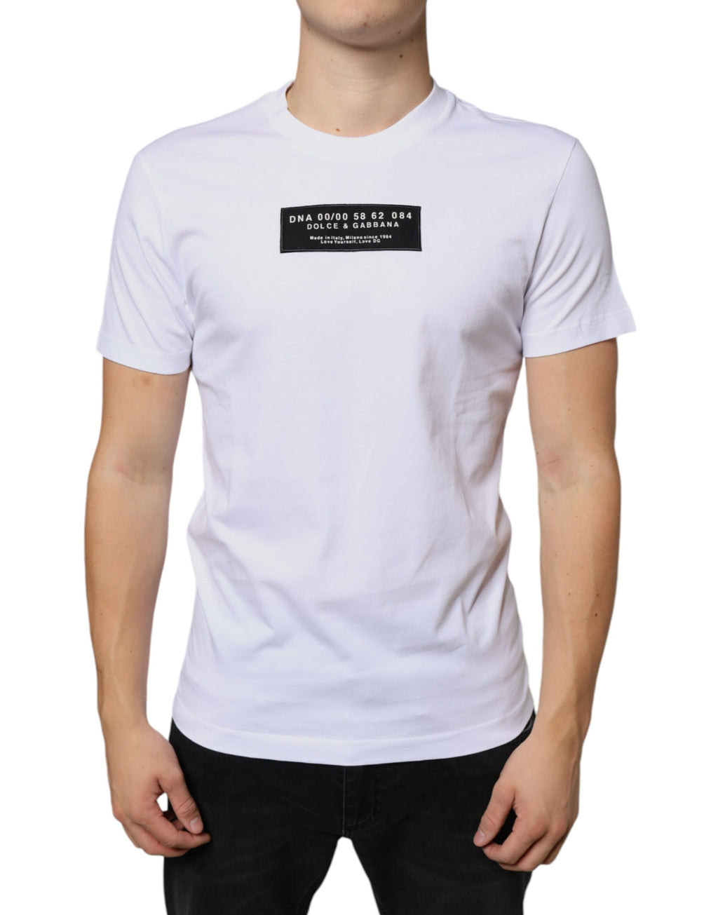 T-shirt décontracté en coton blanc avec appliqué DG Dolce & Gabbana