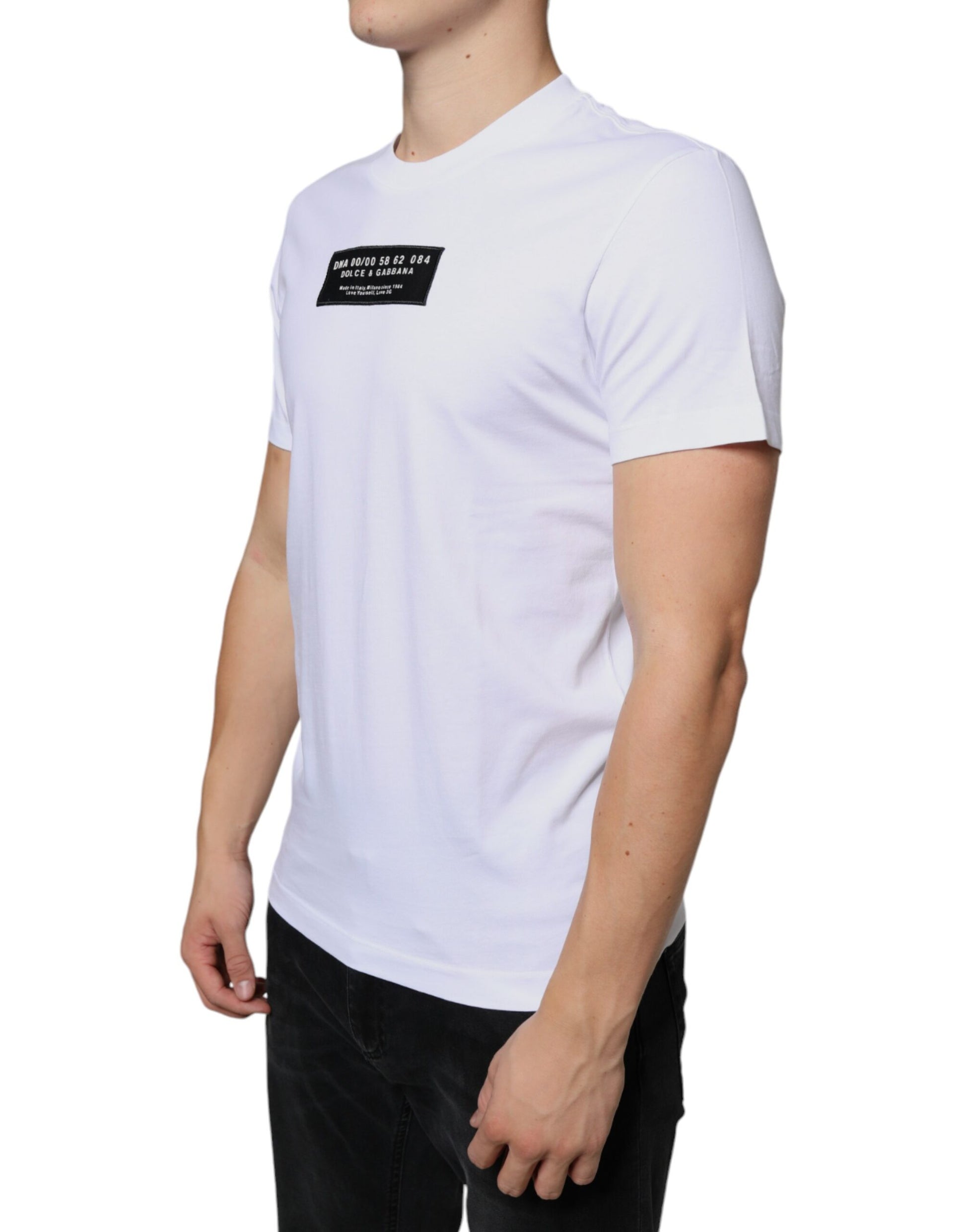 T-shirt décontracté en coton blanc avec appliqué DG Dolce & Gabbana
