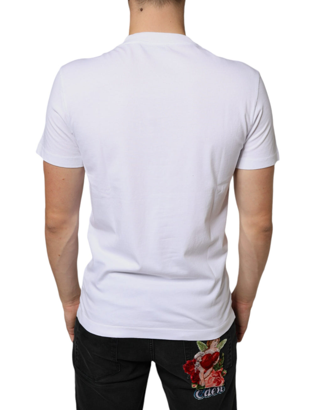 T-shirt décontracté en coton blanc avec appliqué DG Dolce & Gabbana