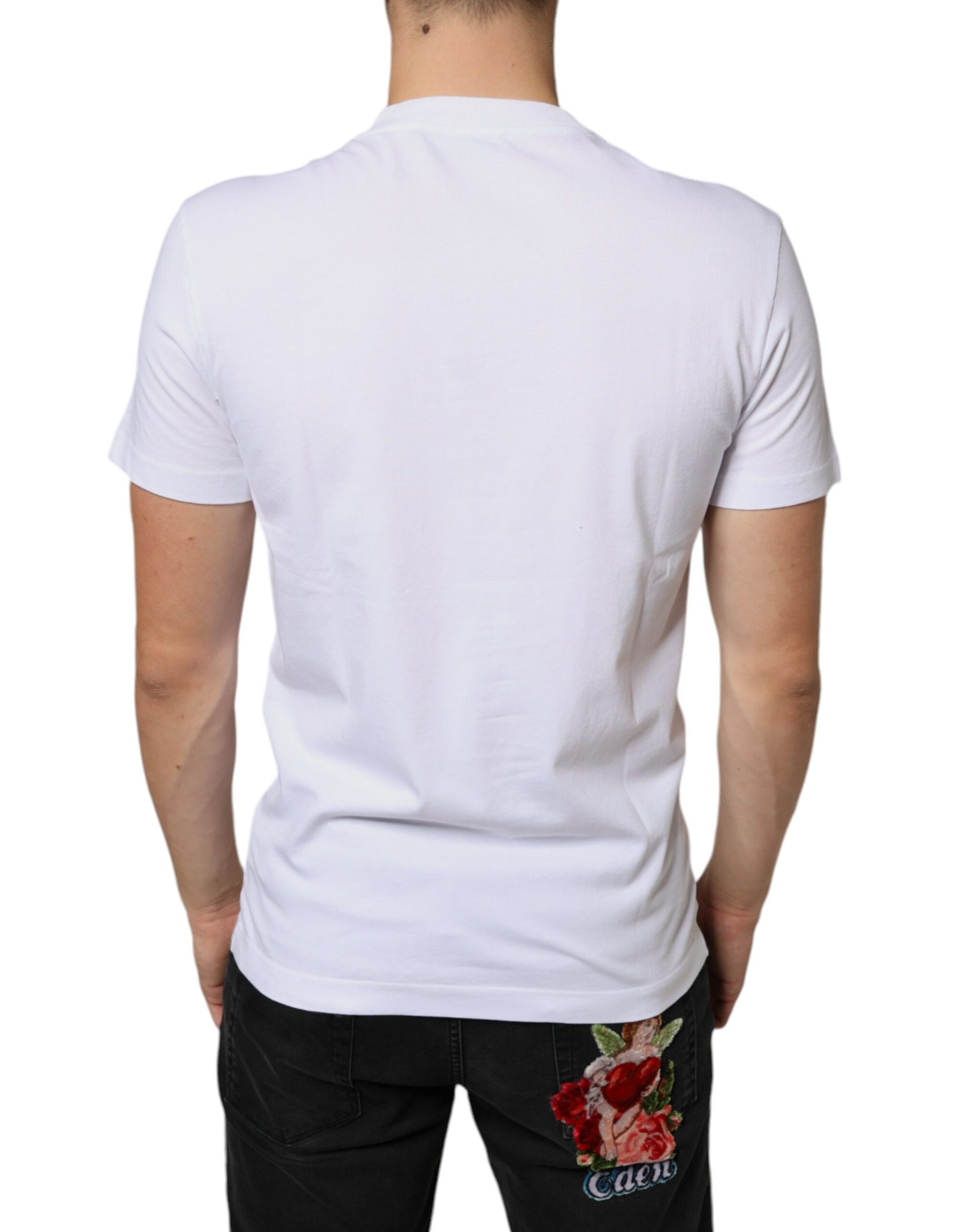T-shirt décontracté en coton blanc avec appliqué DG Dolce & Gabbana