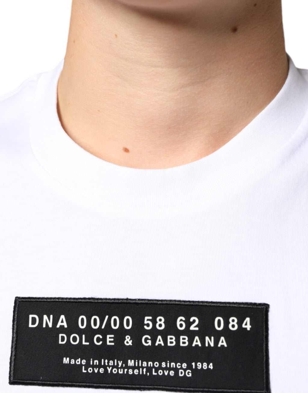 T-shirt décontracté en coton blanc avec appliqué DG Dolce & Gabbana