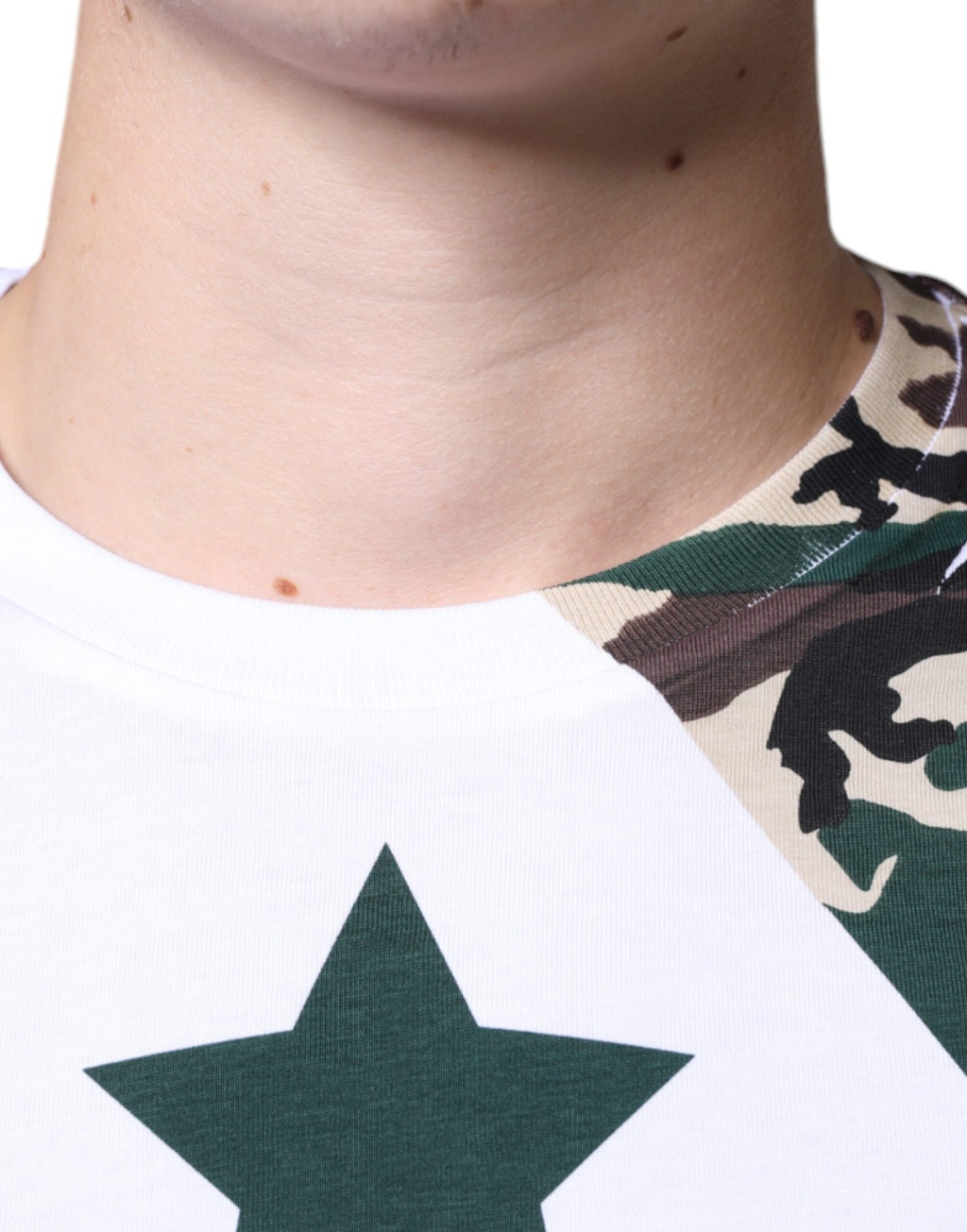 T-shirt ras du cou Dolce & Gabbana blanc camouflage étoiles