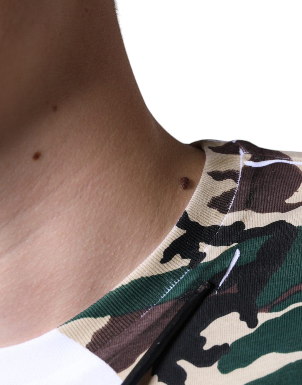 T-shirt ras du cou Dolce & Gabbana blanc camouflage étoiles