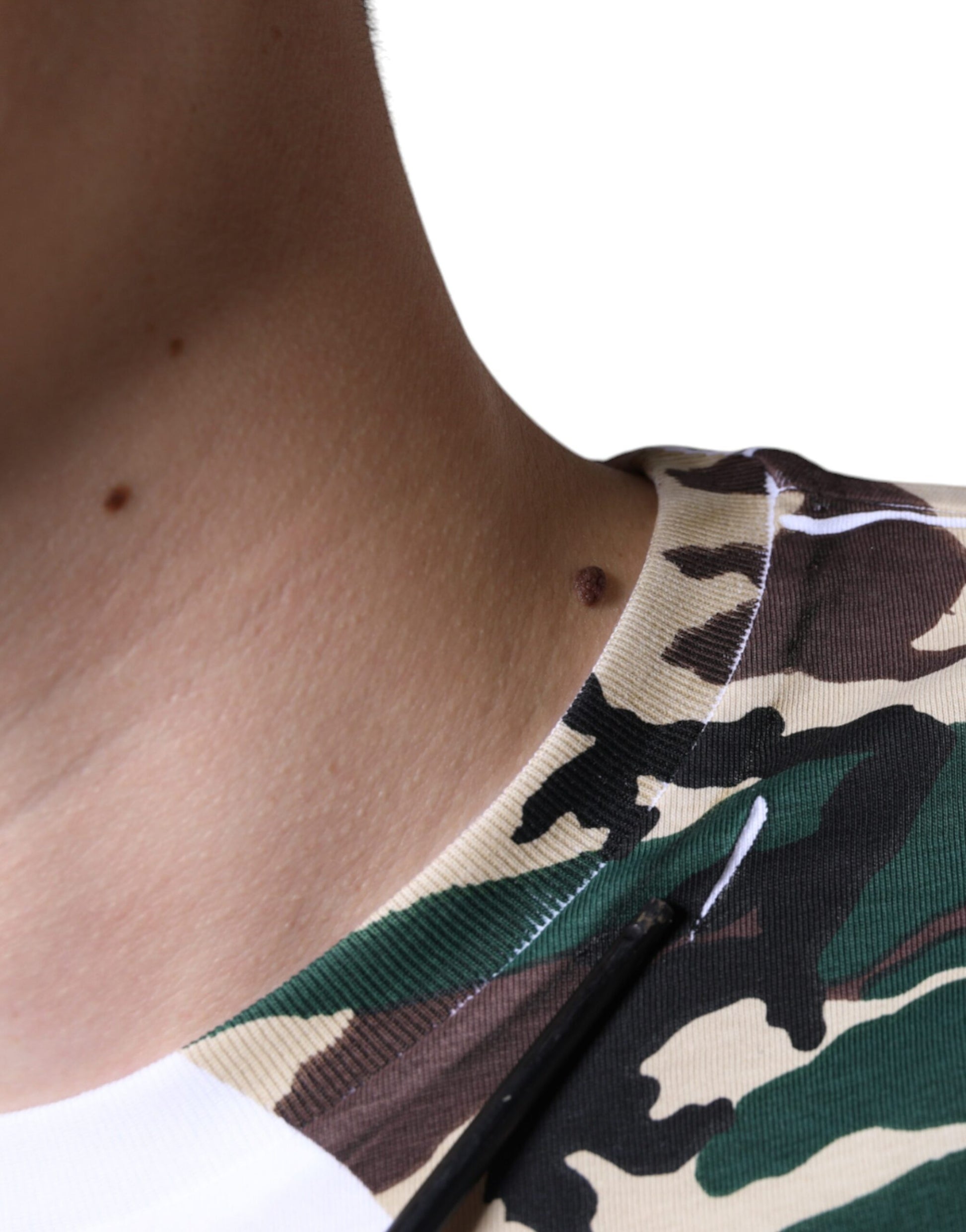 T-shirt ras du cou Dolce & Gabbana blanc camouflage étoiles