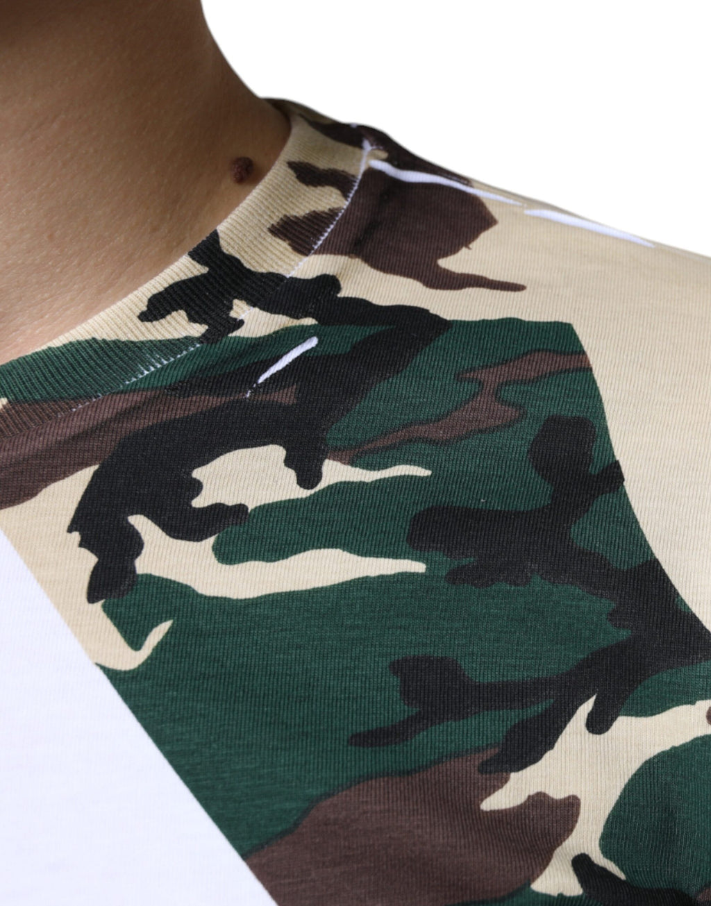 T-shirt ras du cou Dolce & Gabbana blanc camouflage étoiles