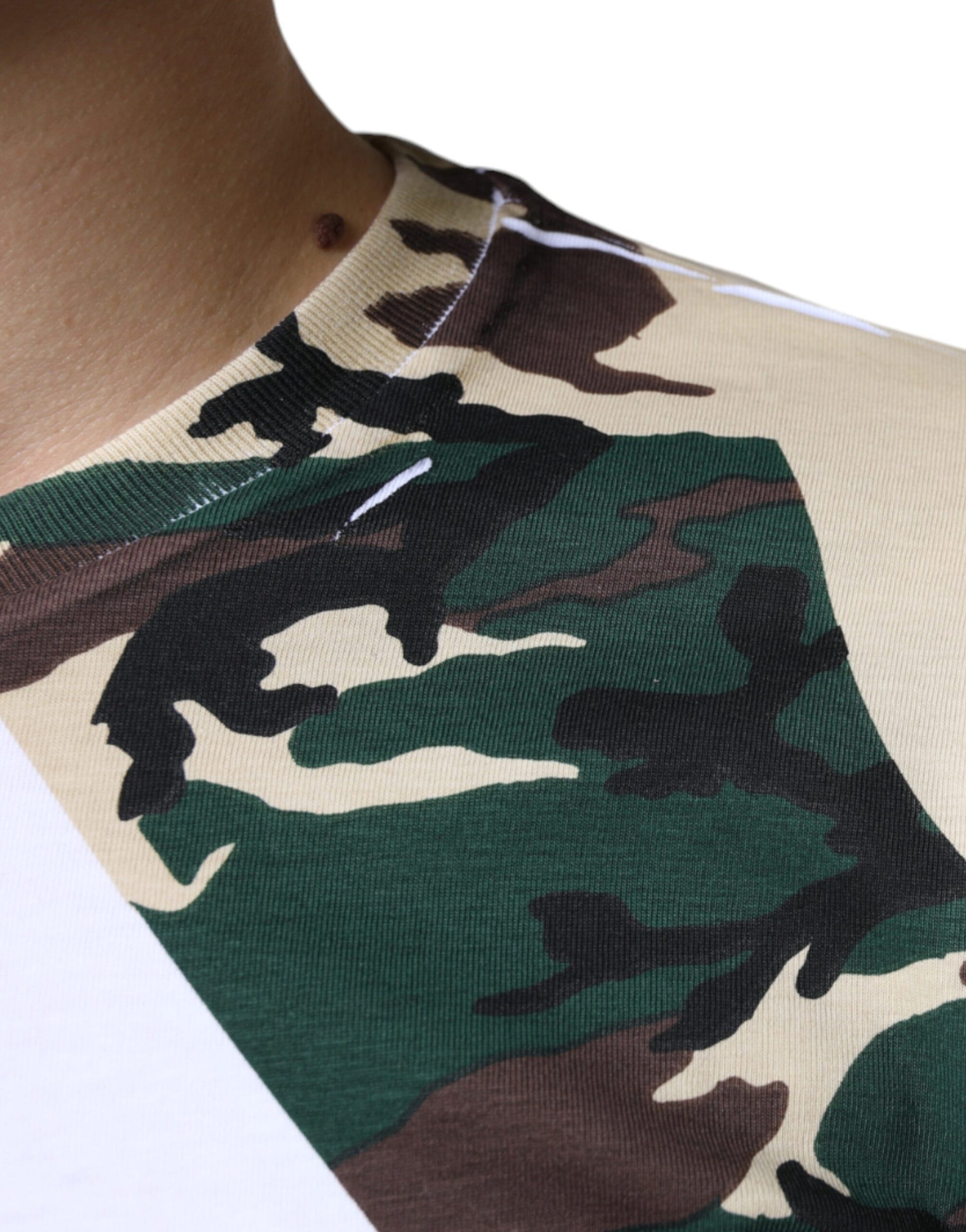 T-shirt ras du cou Dolce & Gabbana blanc camouflage étoiles