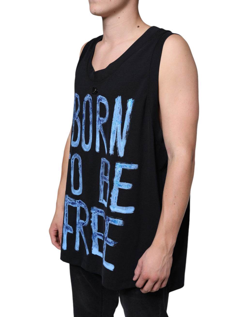 Dolce & Gabbana Black Sleeveless T-Shirt for Men detail view