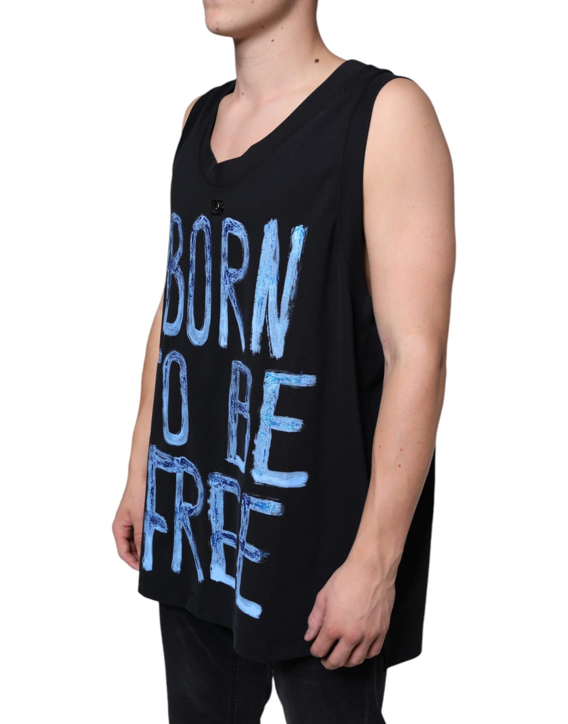 Dolce & Gabbana Black Sleeveless T-Shirt for Men detail view